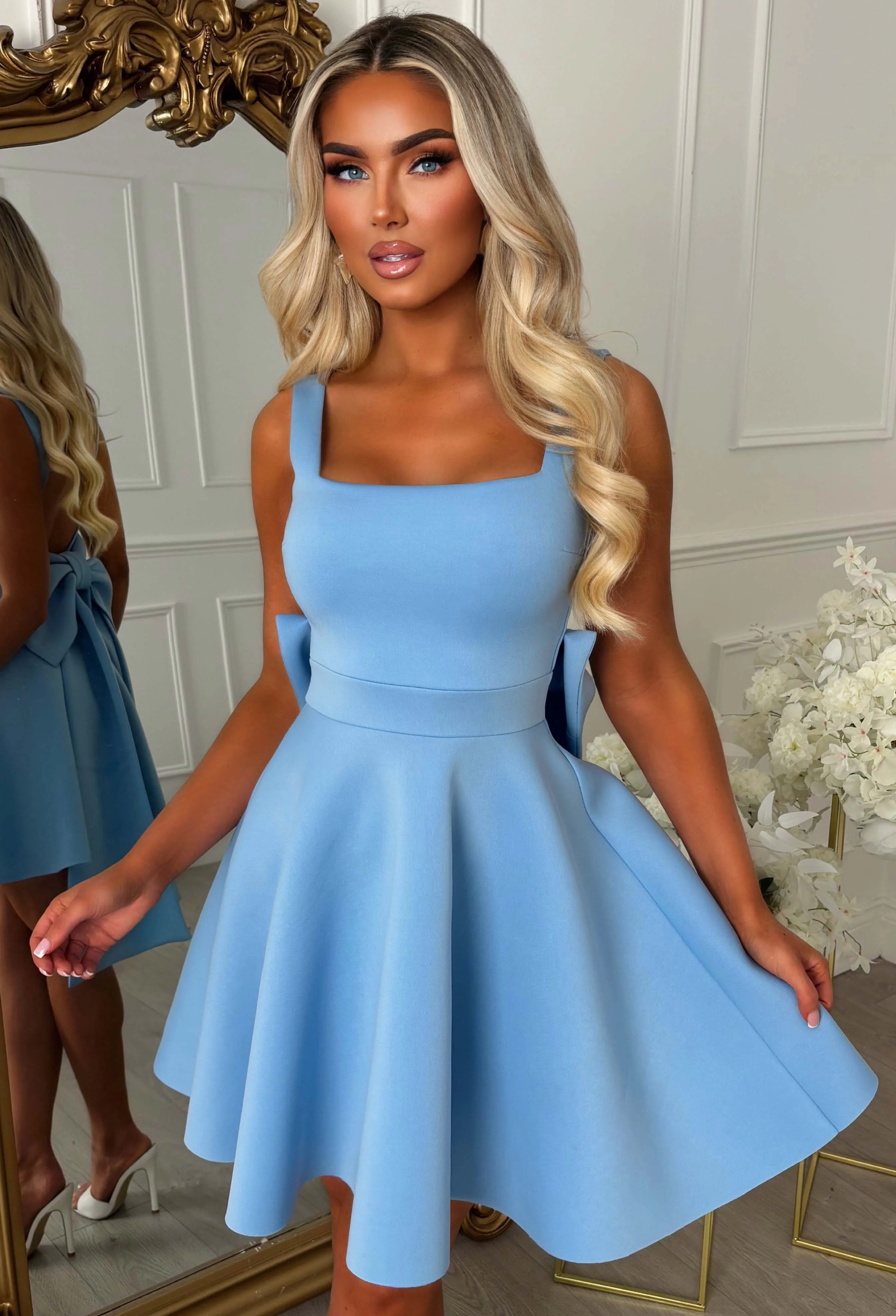 Adore Me More Blue Bow Back Mini Dress - Image 10