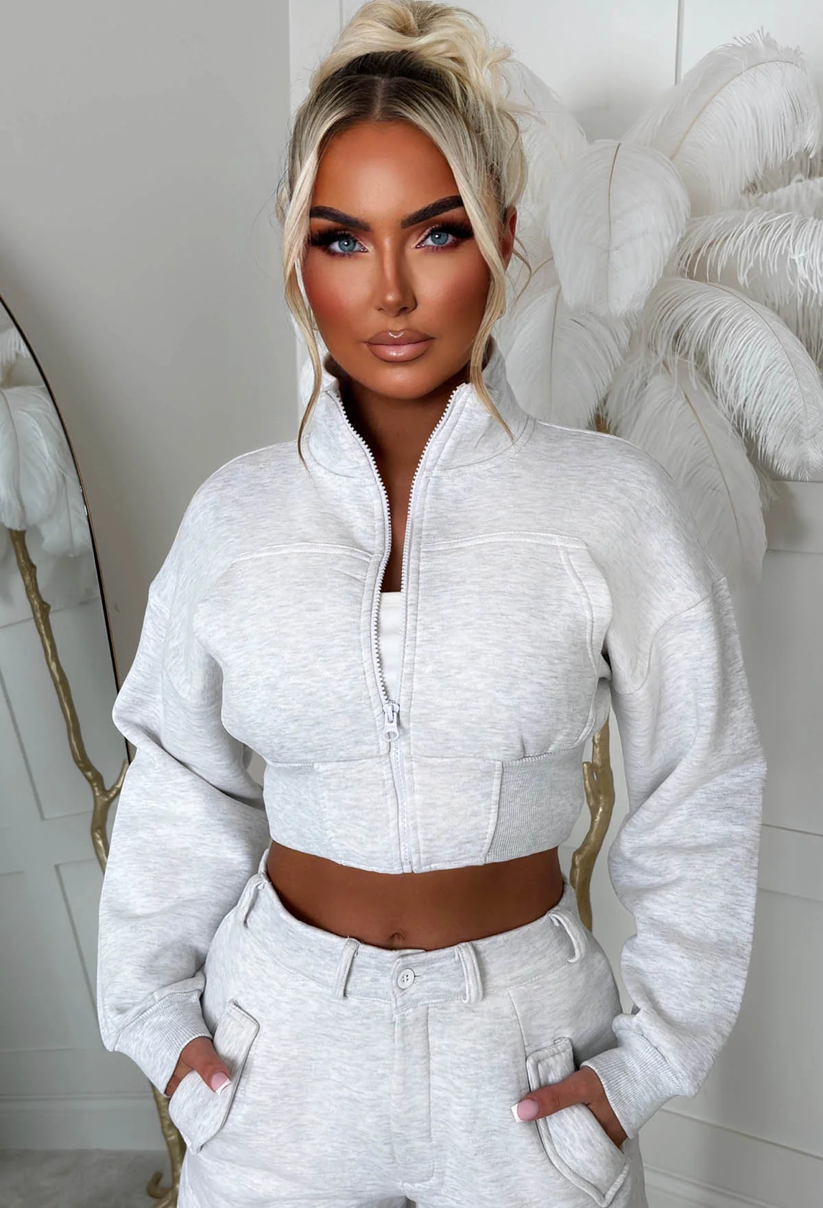 Airport Ready Grey Marl Zipped Jacket & Cargo Jogger Set - Image 6