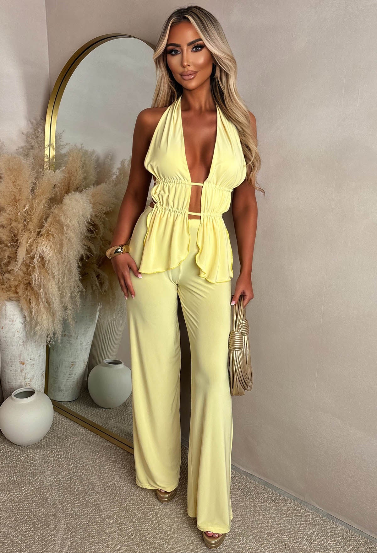 All Around Us Lemon Tie Back Trouser Co-Ord Set - Image 3