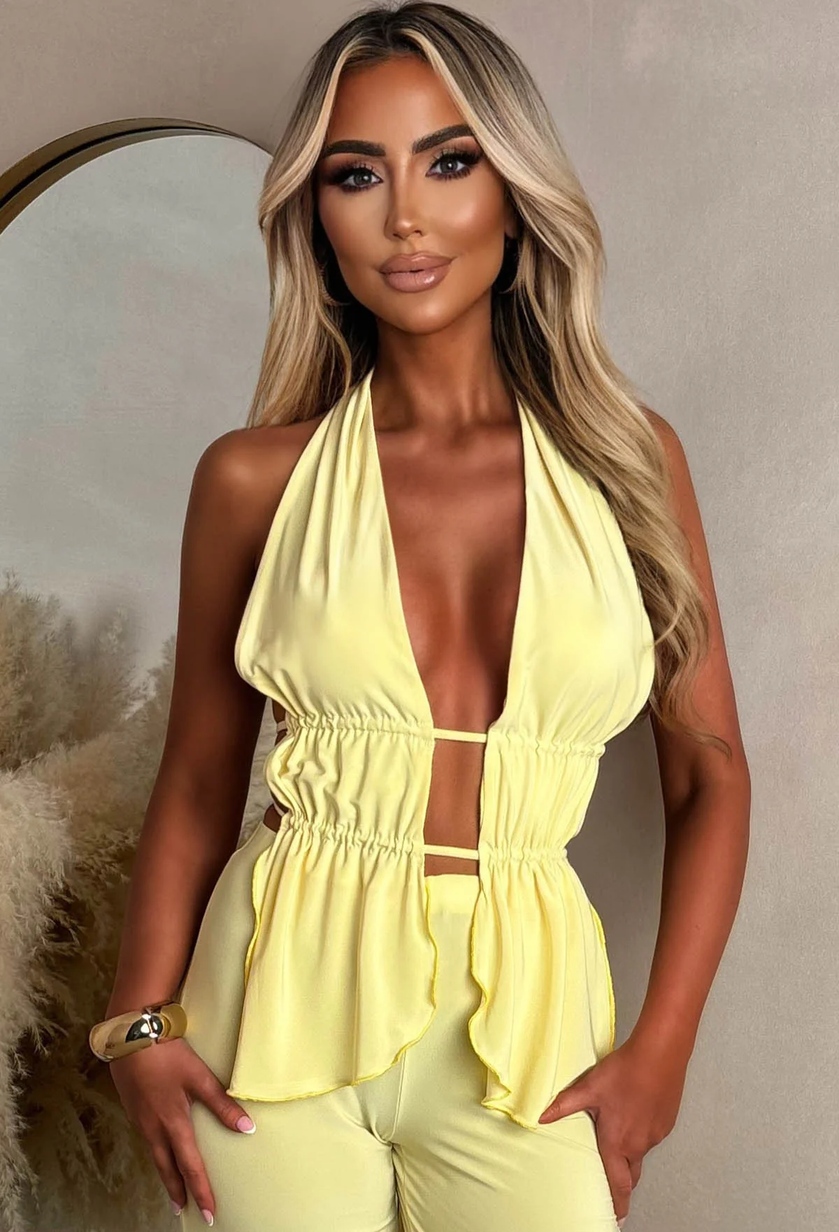 All Around Us Lemon Tie Back Trouser Co-Ord Set - Image 5