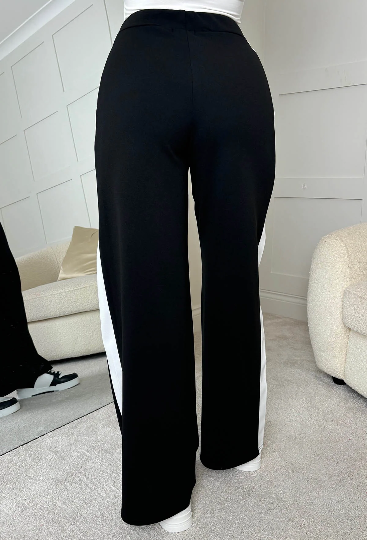 Always A Hero Black Wide Leg Side Stripe Stretch Trousers - Image 4