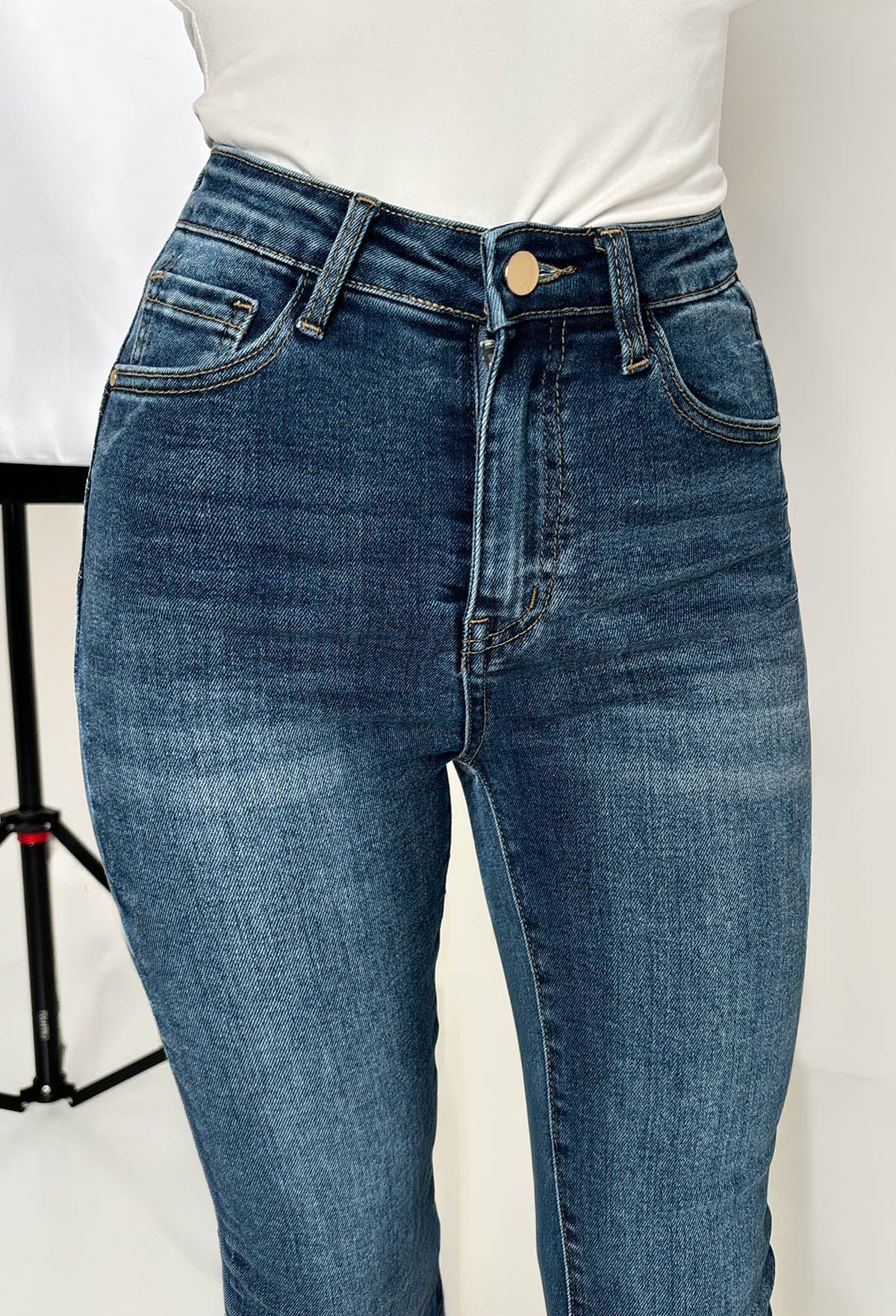 Amelie Mid Blue Stretch Push Up Skinny Jeans - Image 4
