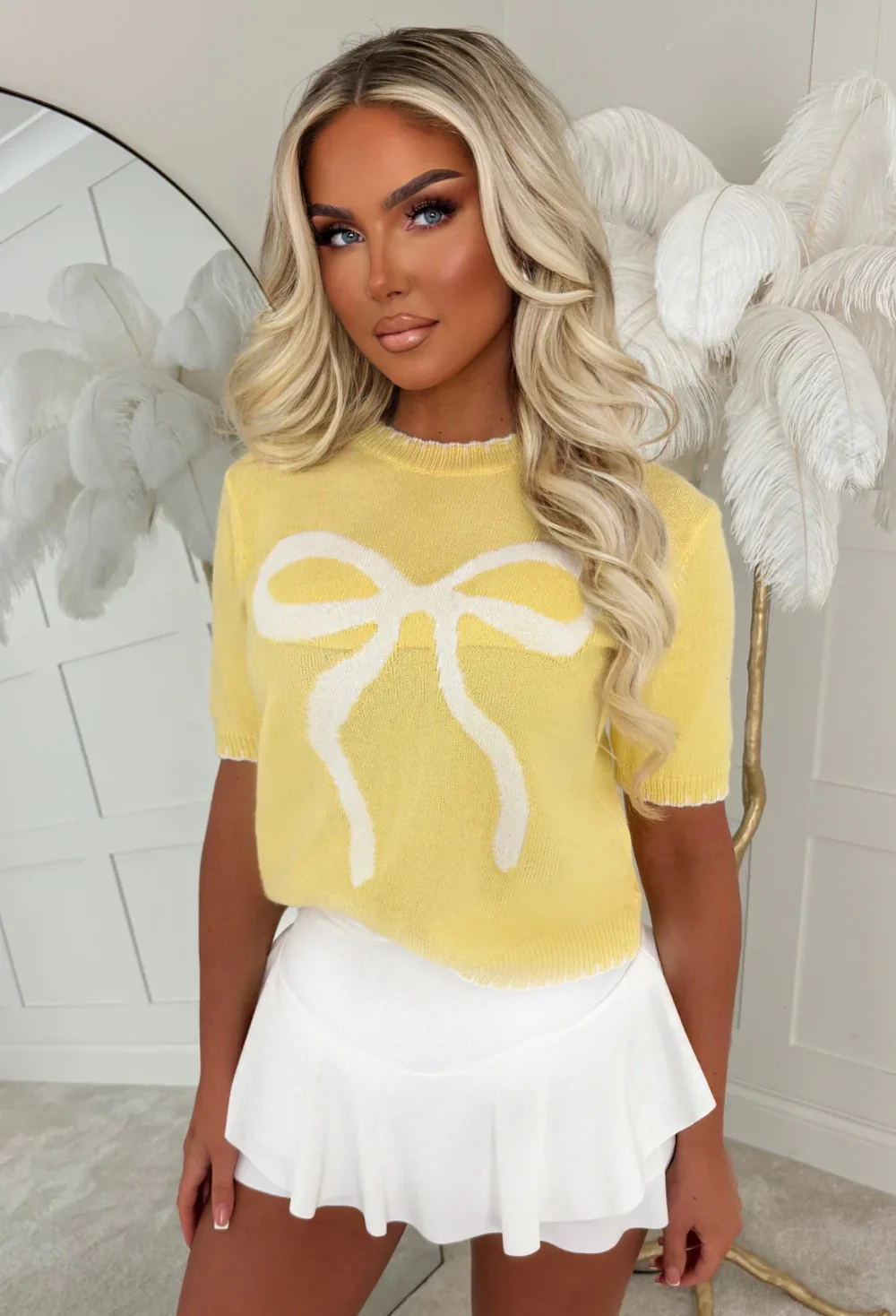Baby Luxe Lemon Ultra Soft Short Sleeve Bow Jumper - Image 4