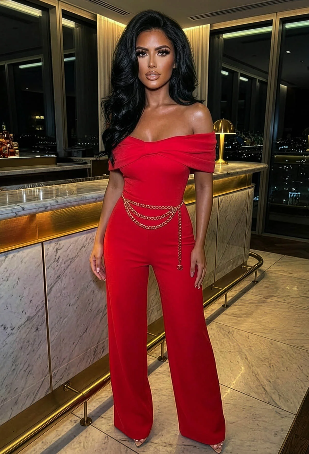 Bardot Bow Red Bodysuit - Image 4
