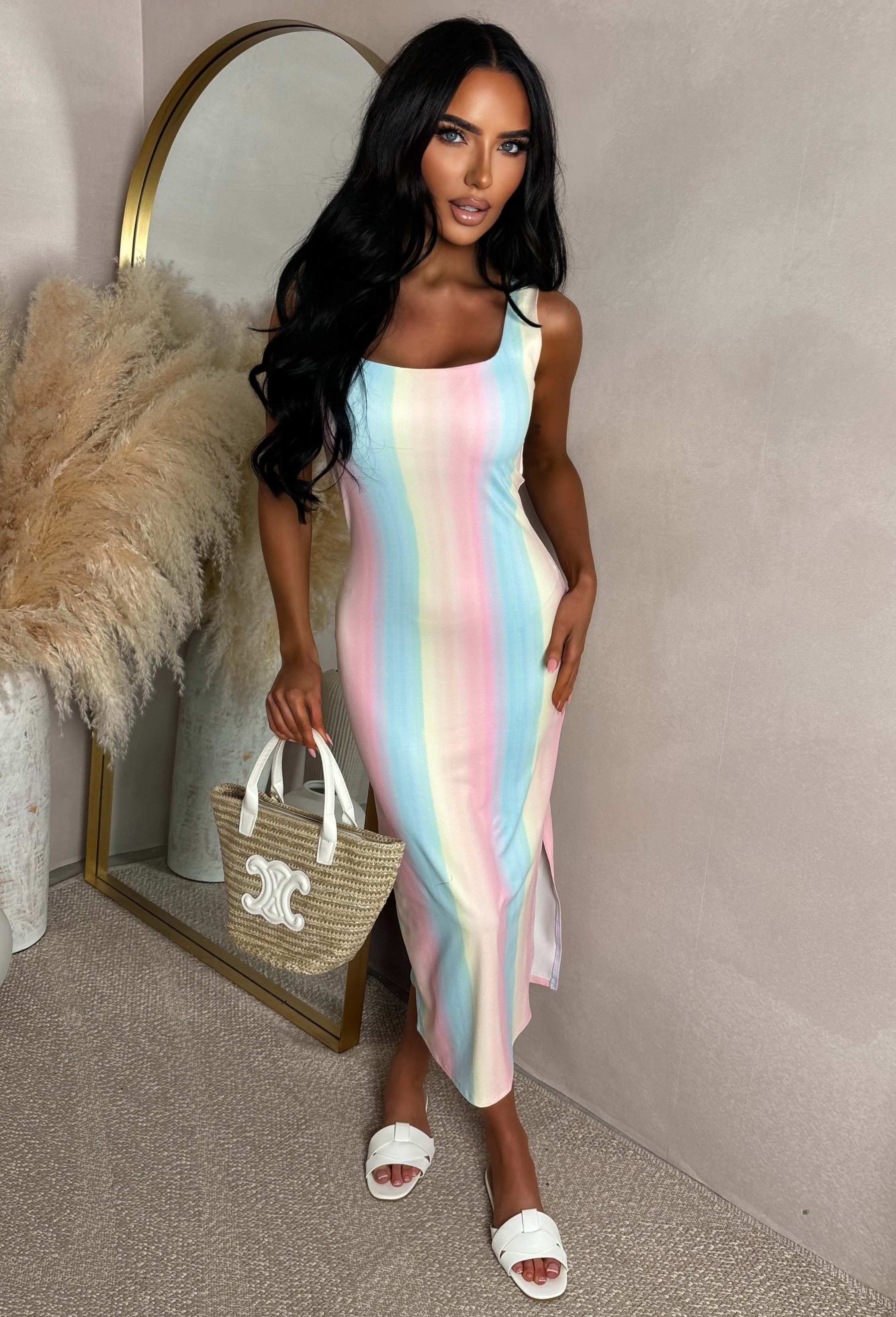 Basically Be There Multi Print Maxi Dress With Square Neckline - Image 4