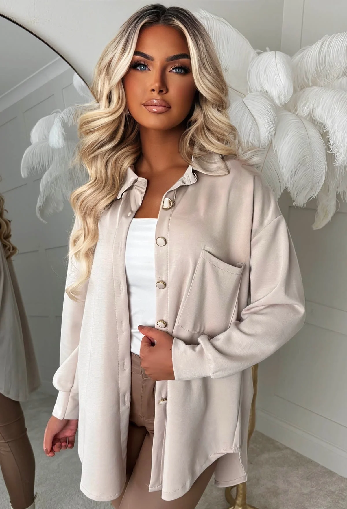 Be Our Babe Cream Gold Button Shirt - Image 4