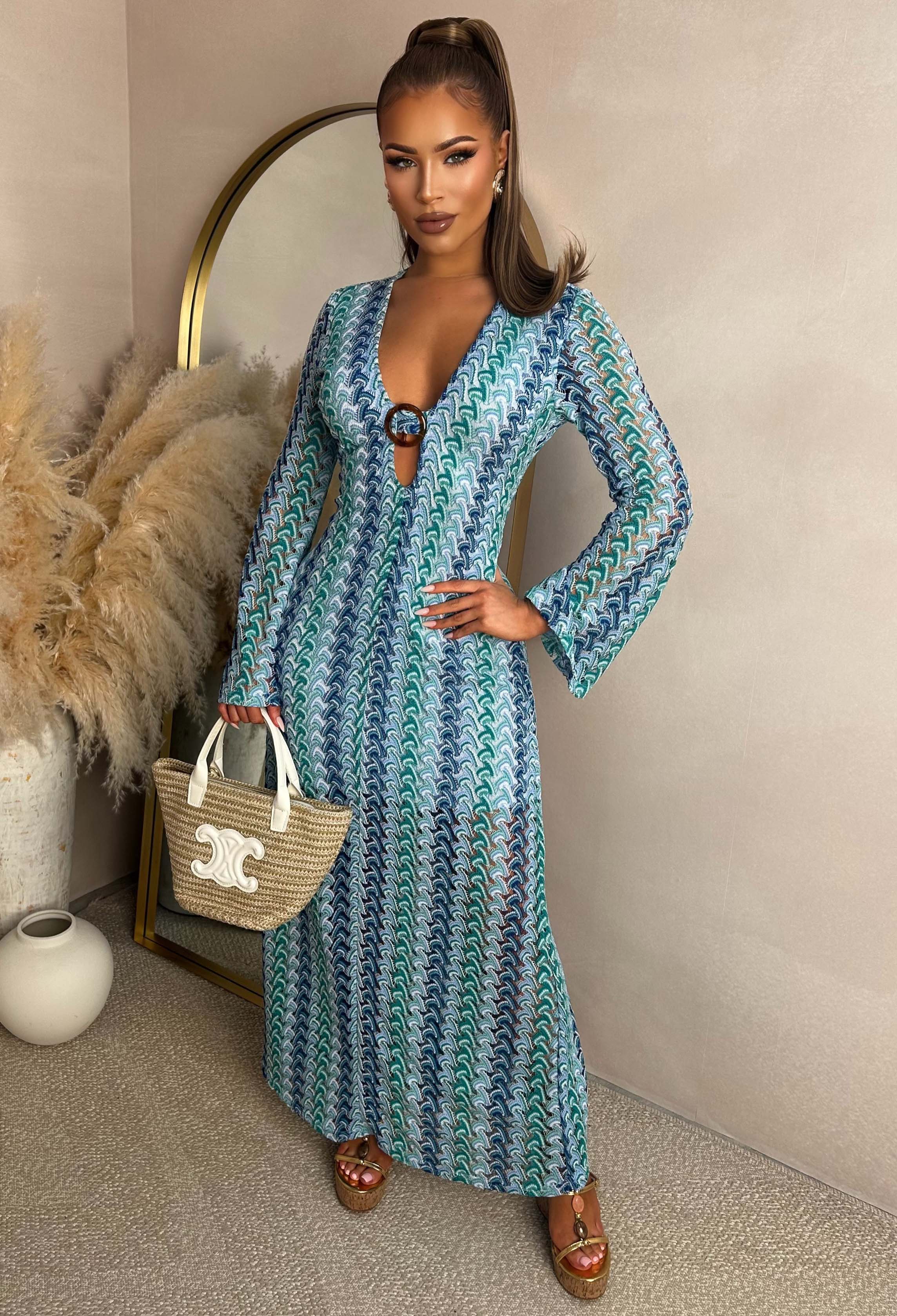 Bring On The Style Blue Zig Zag Maxi Dress - Image 6