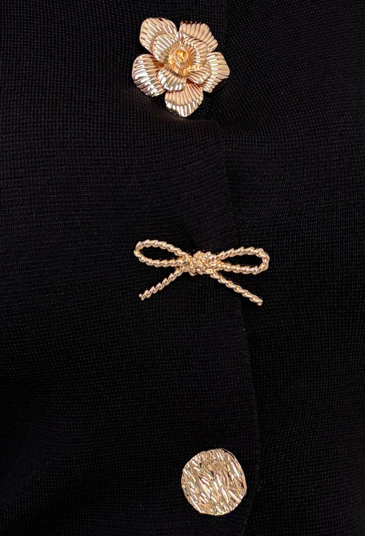 Buttoned Beaut Black Embellished Knitted Waistcoat - Image 6