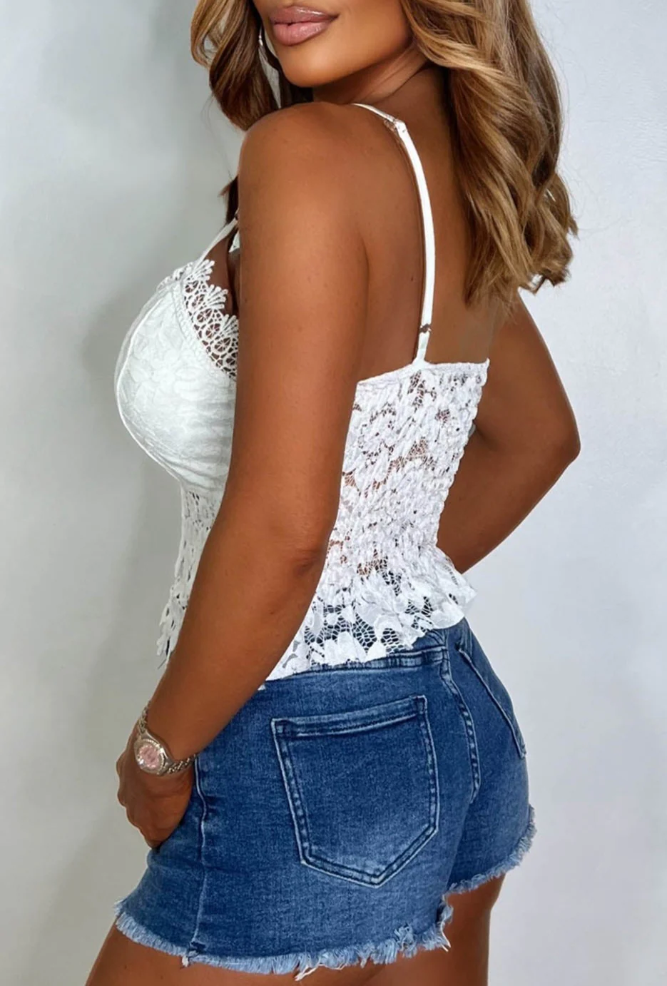 Careless Dreams White Lace Crop Top - Image 2