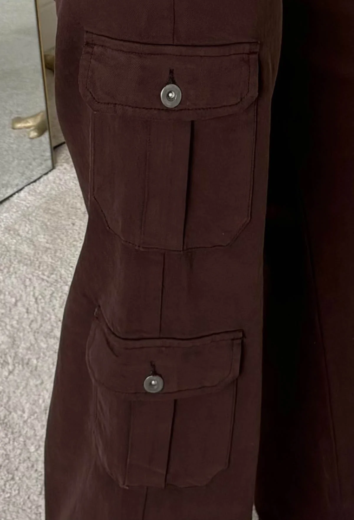Cargo Revolution Brown Cargo Wide Leg Stretch Trousers - Image 5