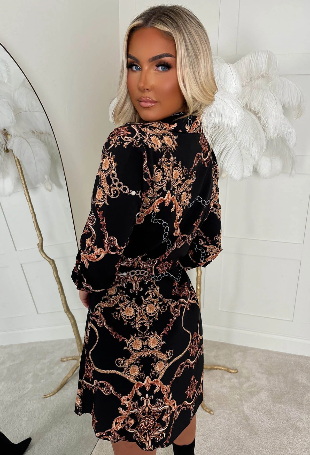 Chained To Love Black Chain Print Shirt Dress - Image 5