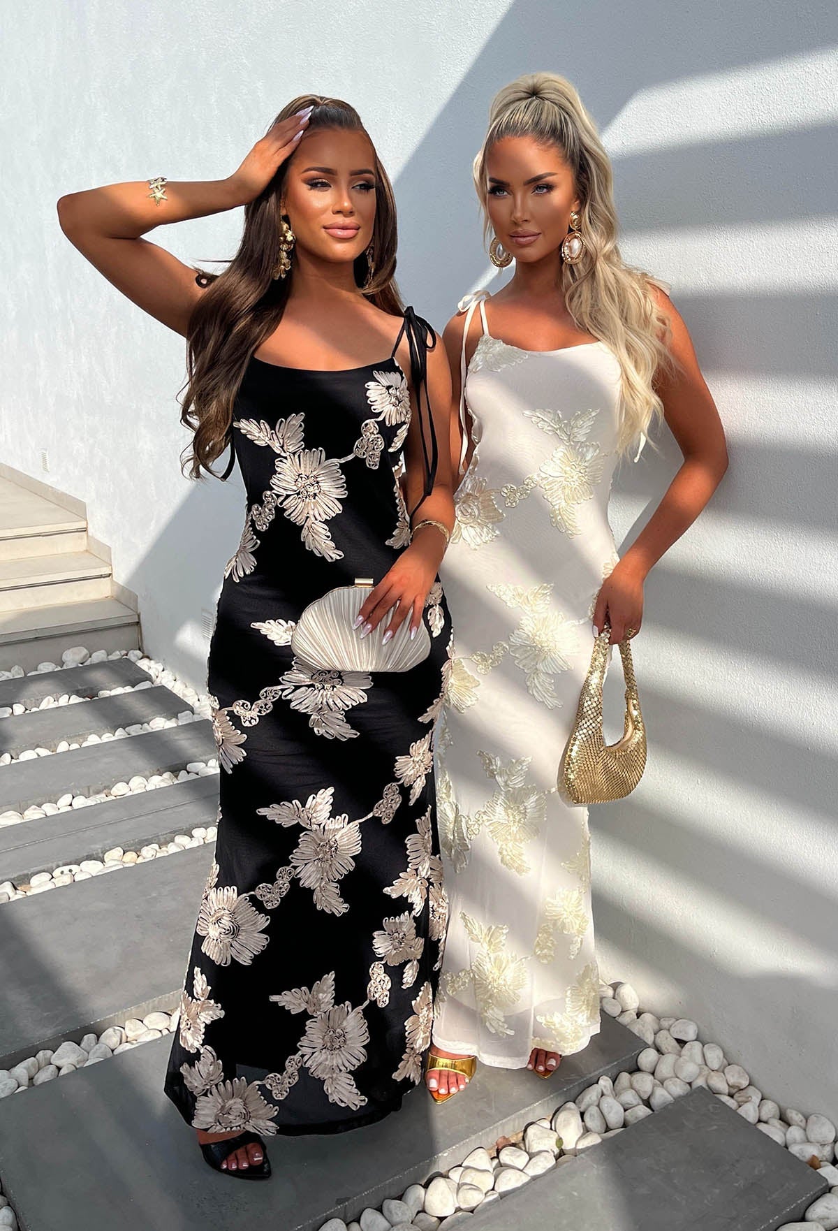 Champagne & Sunsets Cream Ribbon Flower Maxi Dress - Image 2