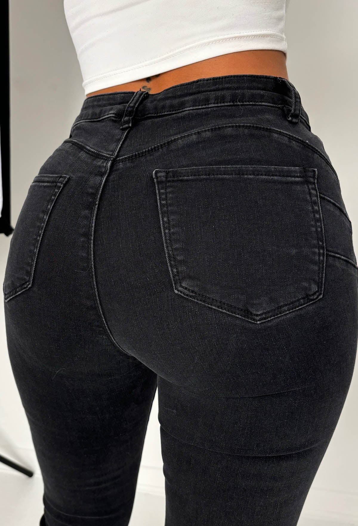 Christiane Black Stretch Push Up Flared Jeans - Image 2