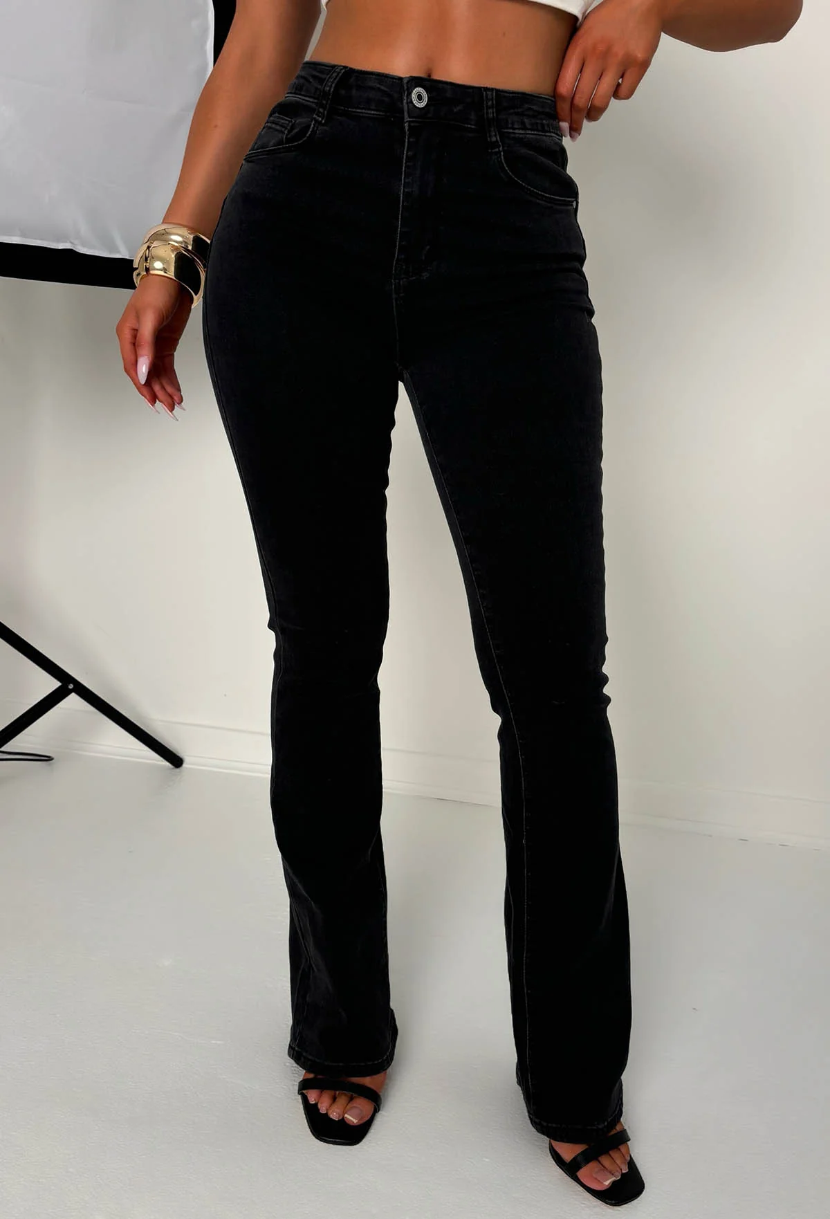 Christiane Black Stretch Push Up Flared Jeans - Image 6