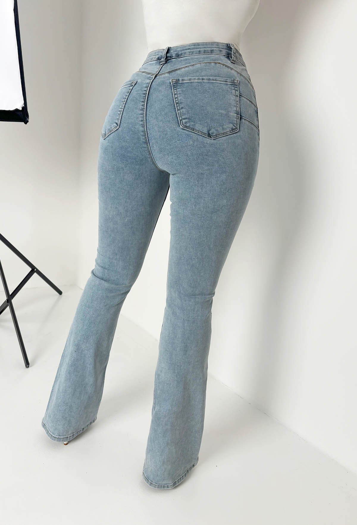 Christiane Light Wash Stretch Push Up Flared Jeans - Image 5