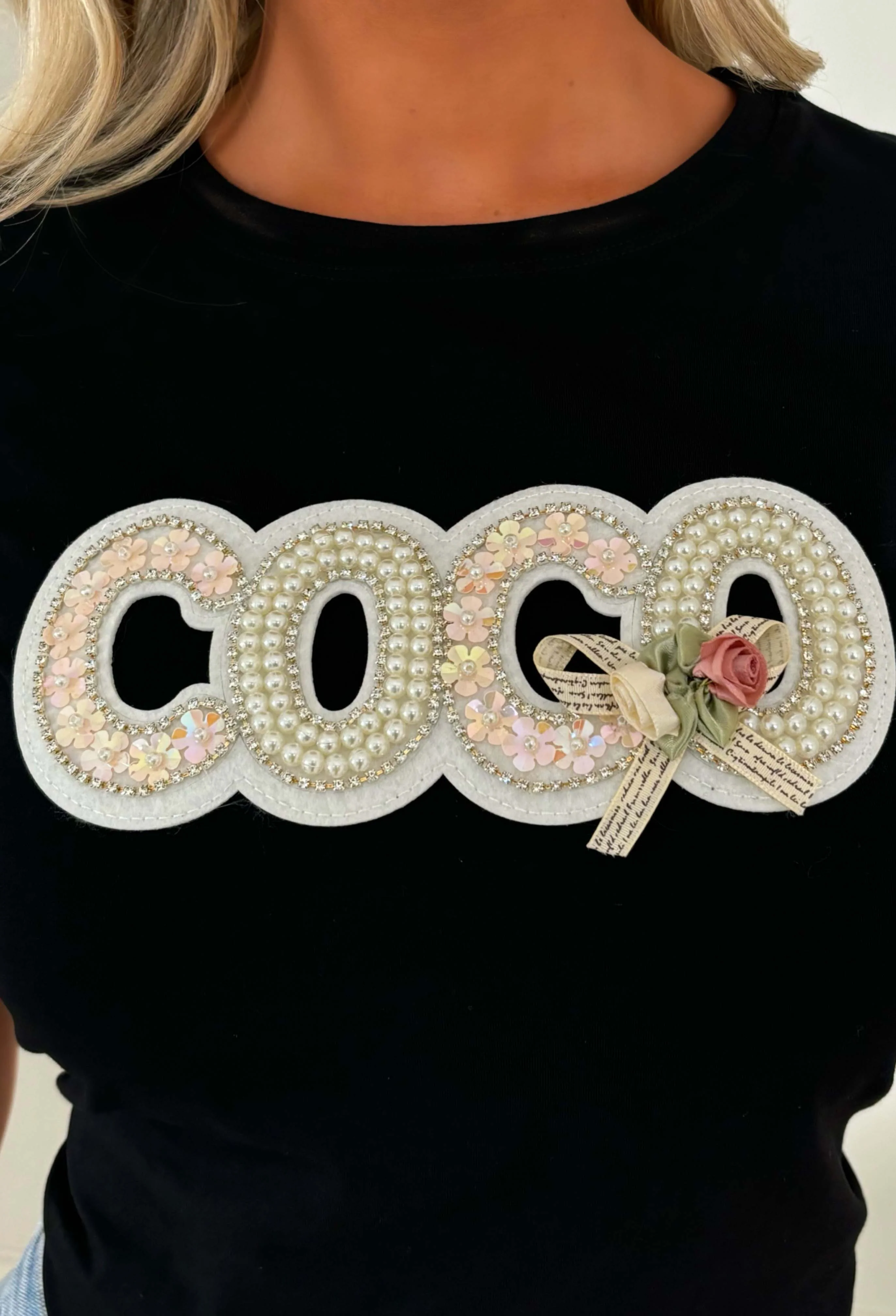 Coco Lover Black Embellished T-shirt - Image 3
