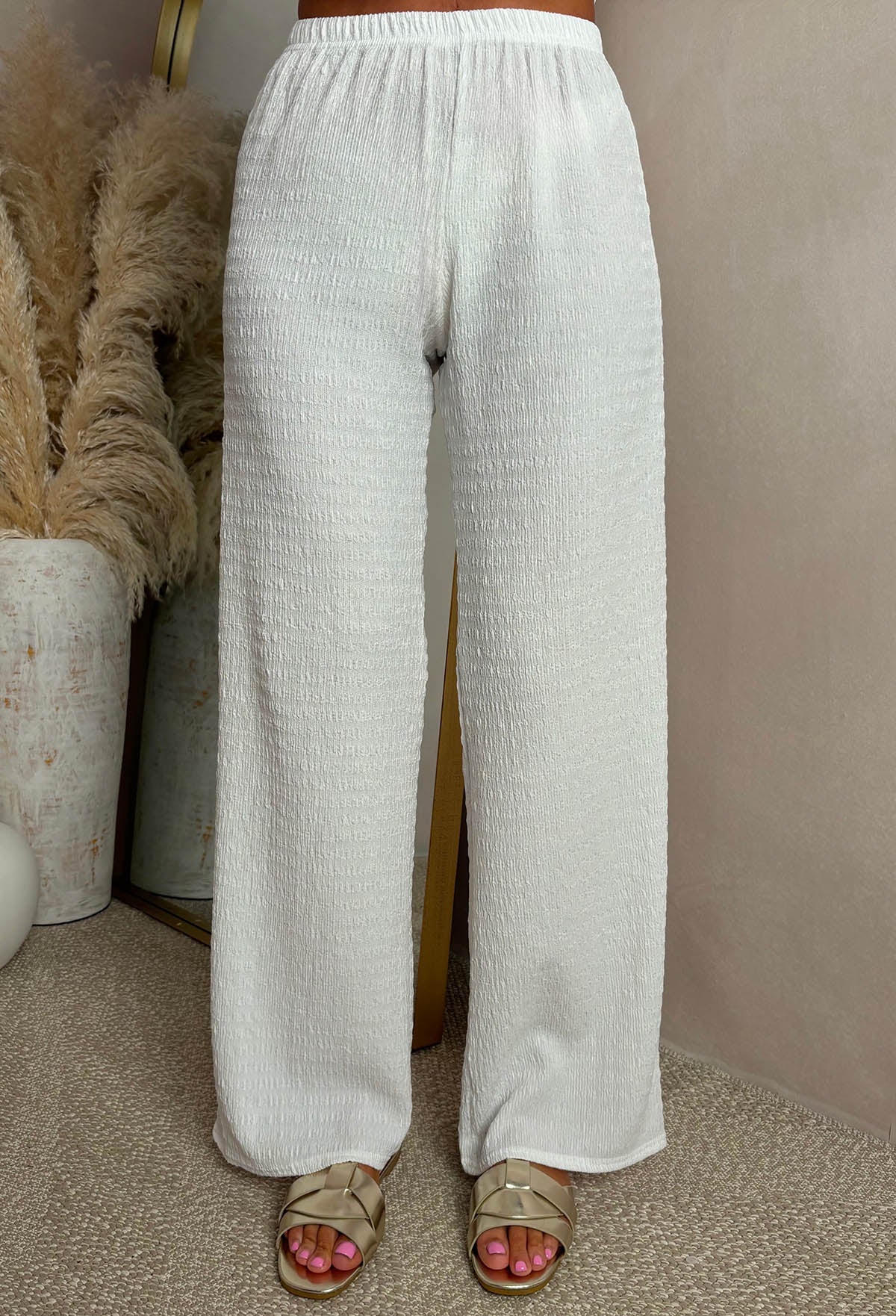 Crimson Crush Cream Straight Leg Stretch Trousers - Image 5