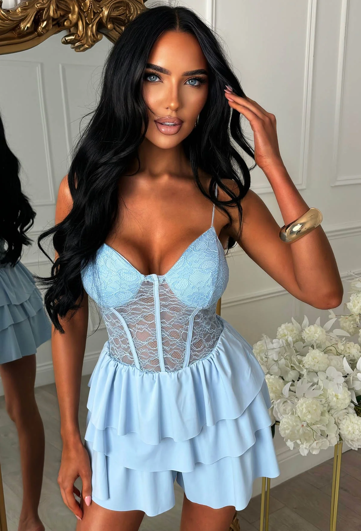 Darling Muse Blue Lace Playsuit - Image 3