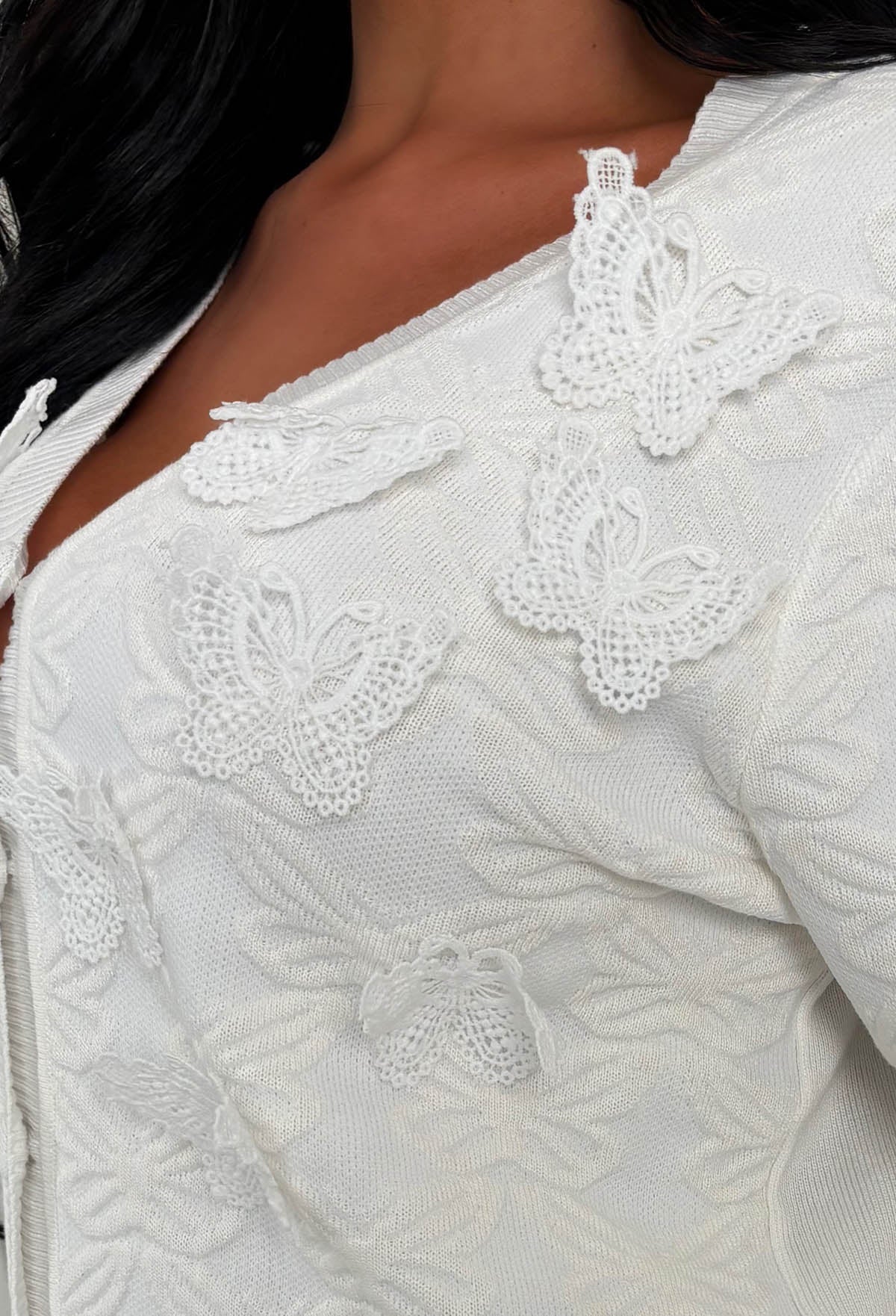 Darling Of The Garden Cream Butterfly Embellished Cardigan - Image 2