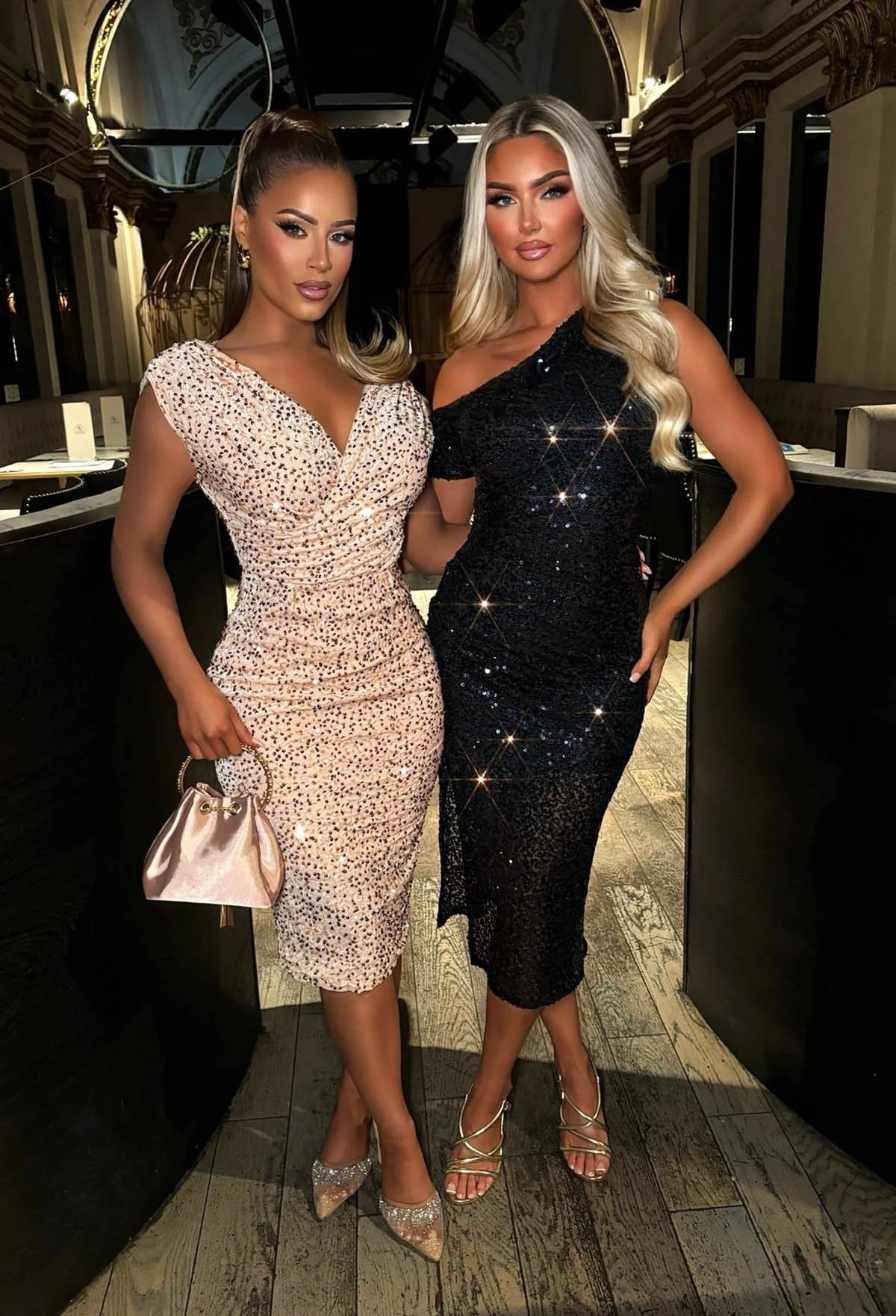Dazzling Darling Gold Sleeveless Sequin Midi Dress - Image 3