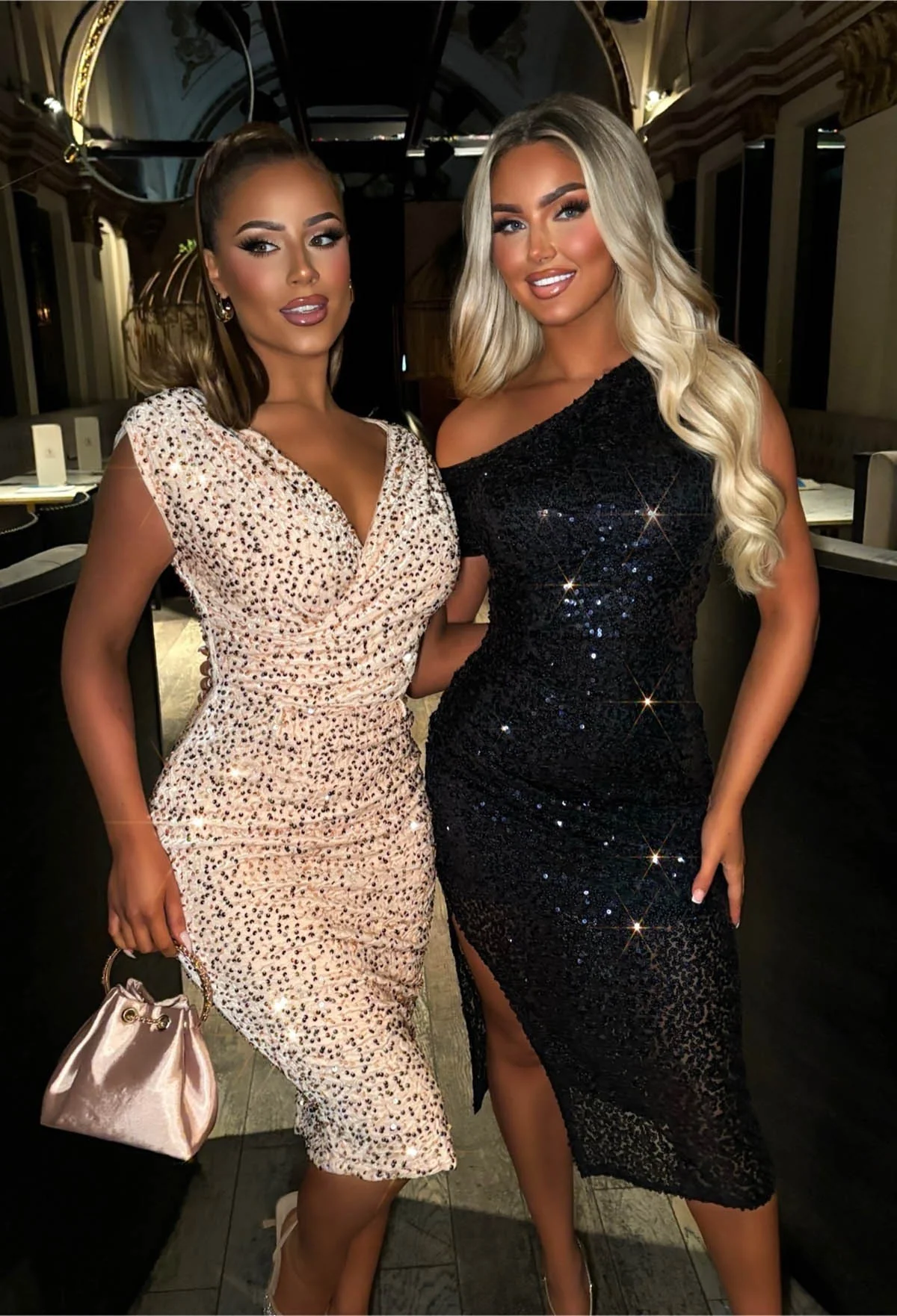Dazzling Darling Gold Sleeveless Sequin Midi Dress - Image 4