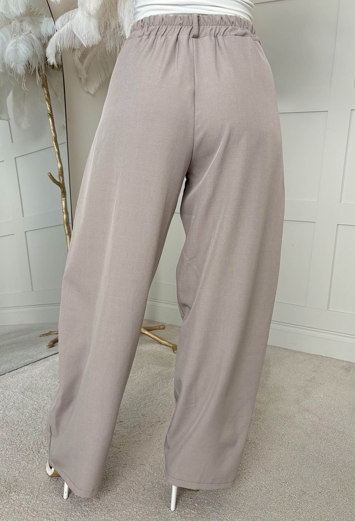 Dress For Success Mocha Barrel Fit Elasticated Waistband Trousers - Image 5