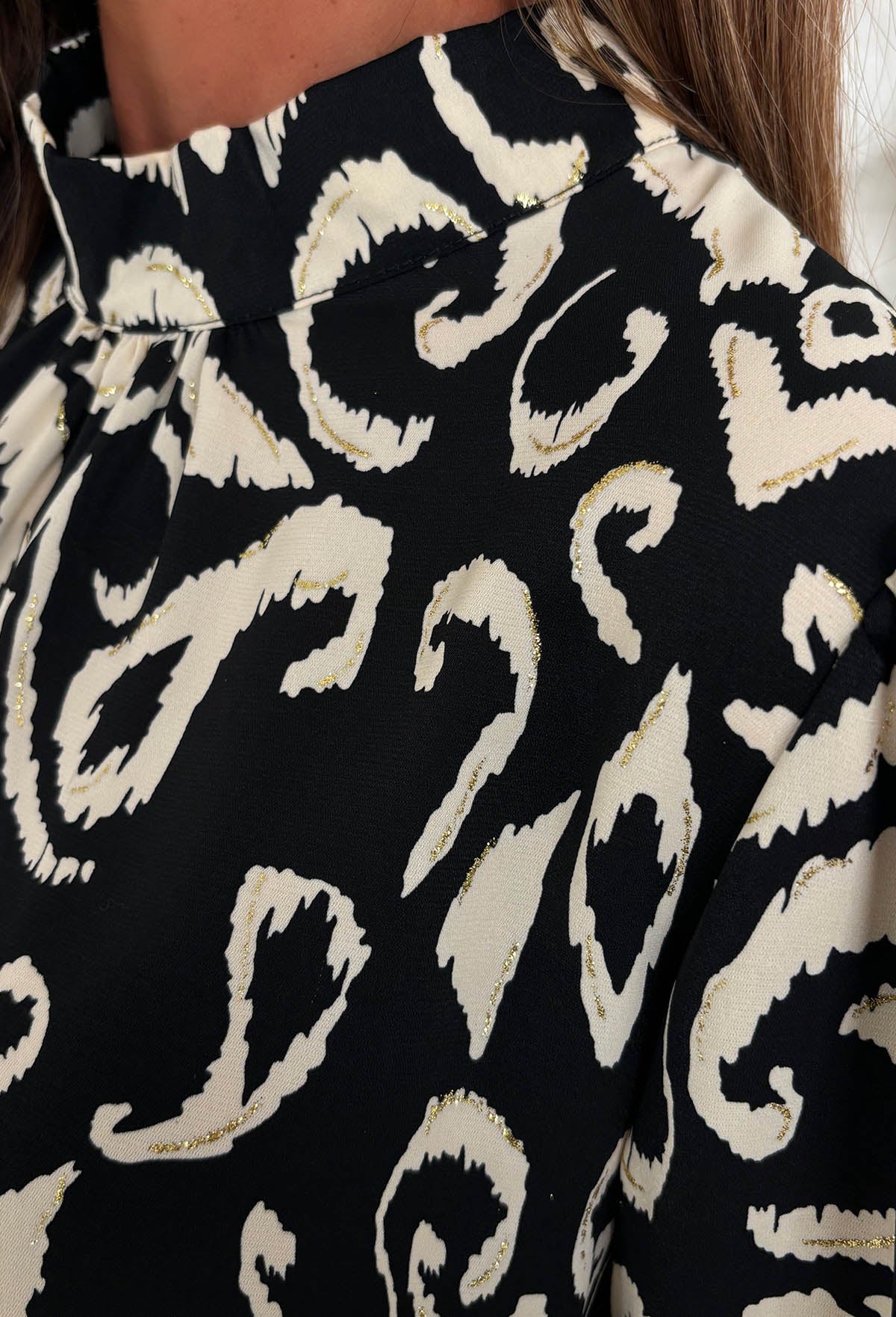 Elliana Multi Long Sleeve Cinched Waist Foil Printed Dress - Image 3