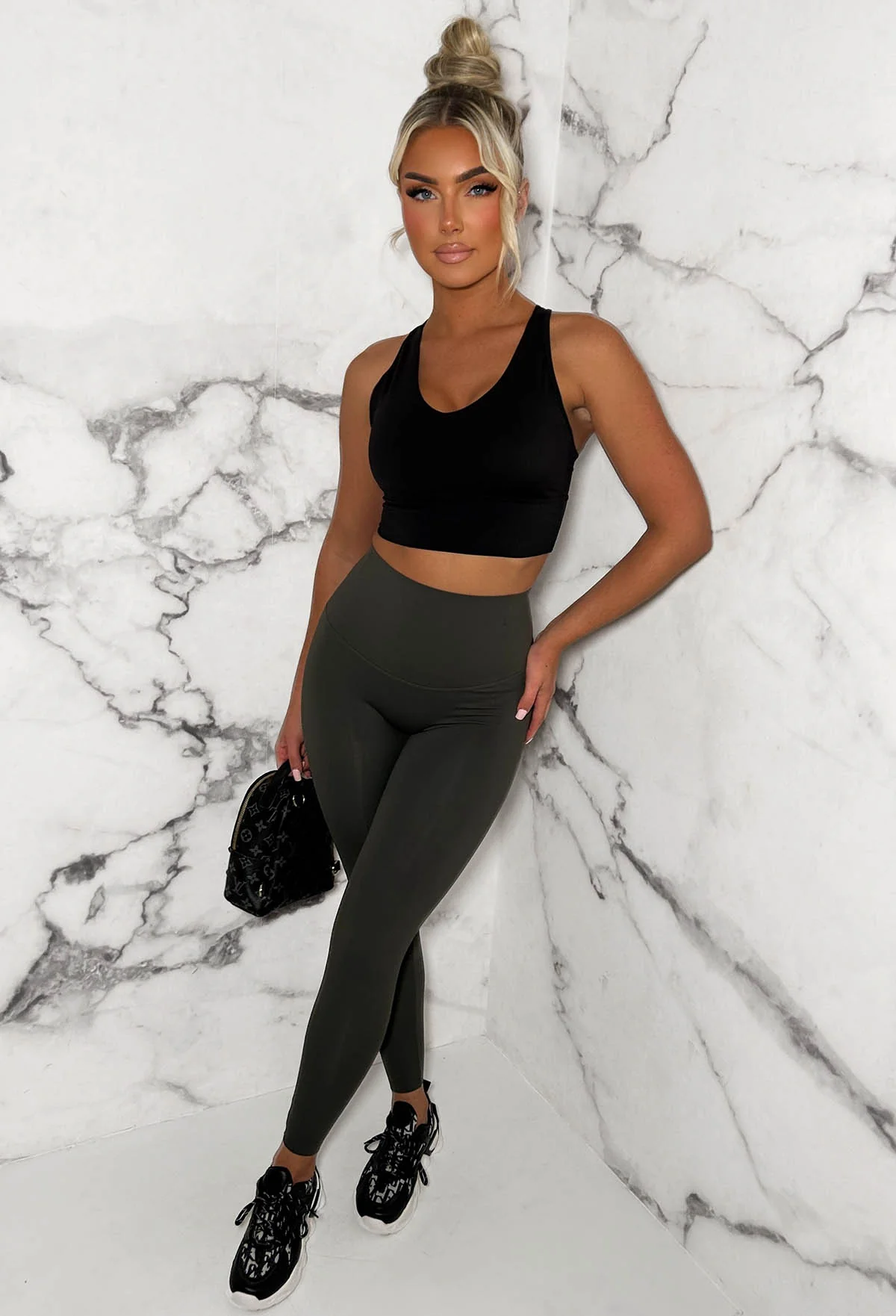 Energy Is A Vibe Khaki Super High Waisted Energy Leggings - Image 4