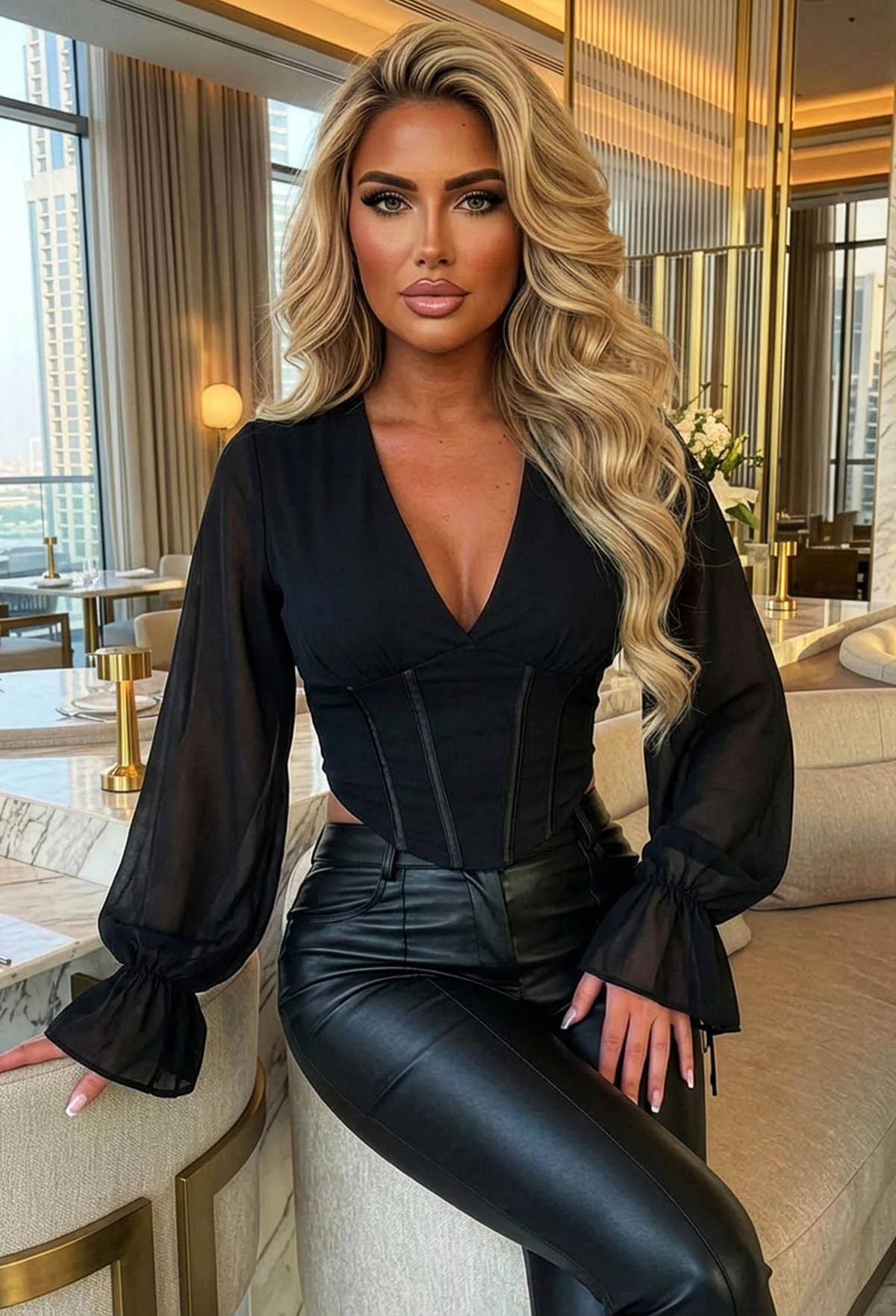 Ethereal Ease Black Mesh Corset Style Top
