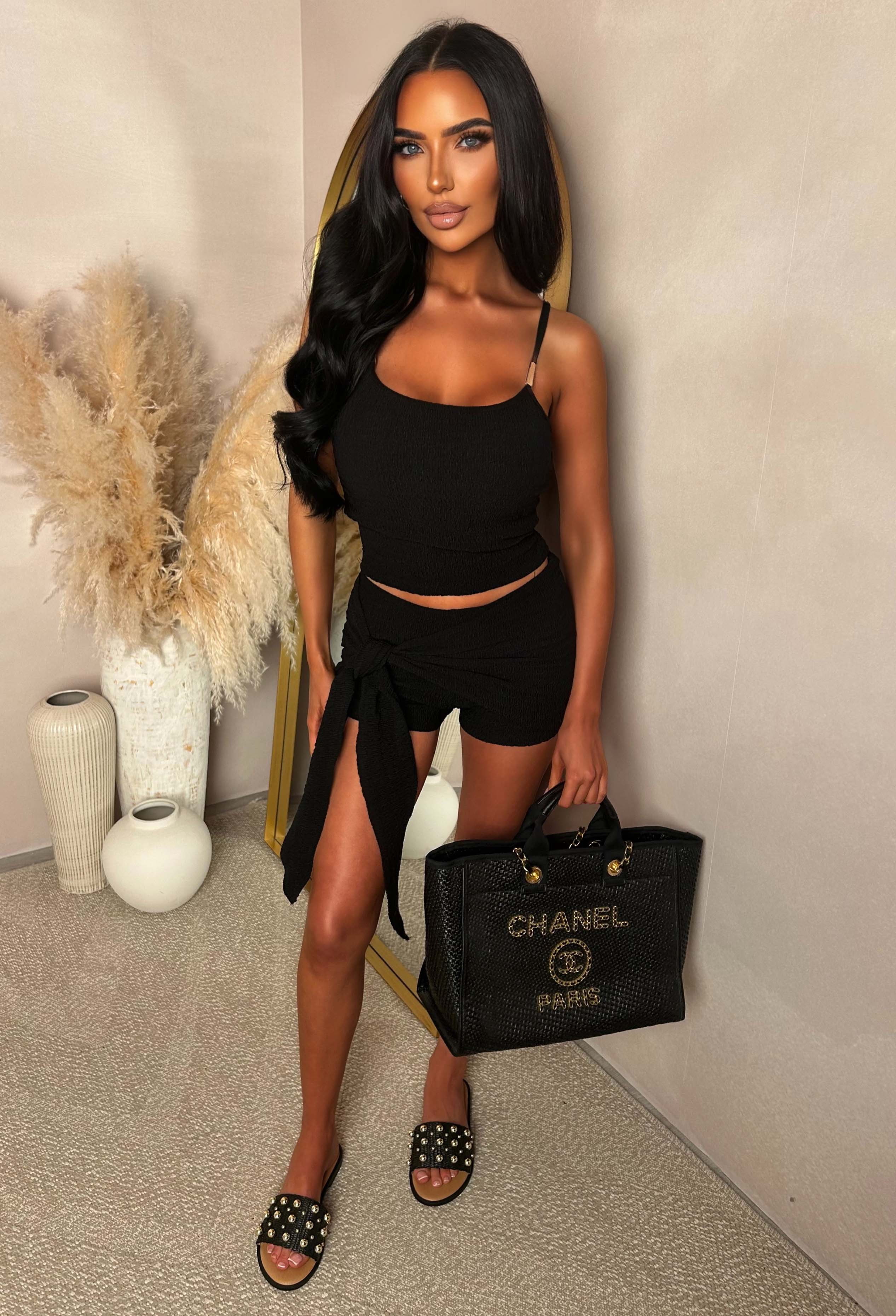 Everyday Sunshine Black Crinkle Top & Short Co-ord Set - Image 2