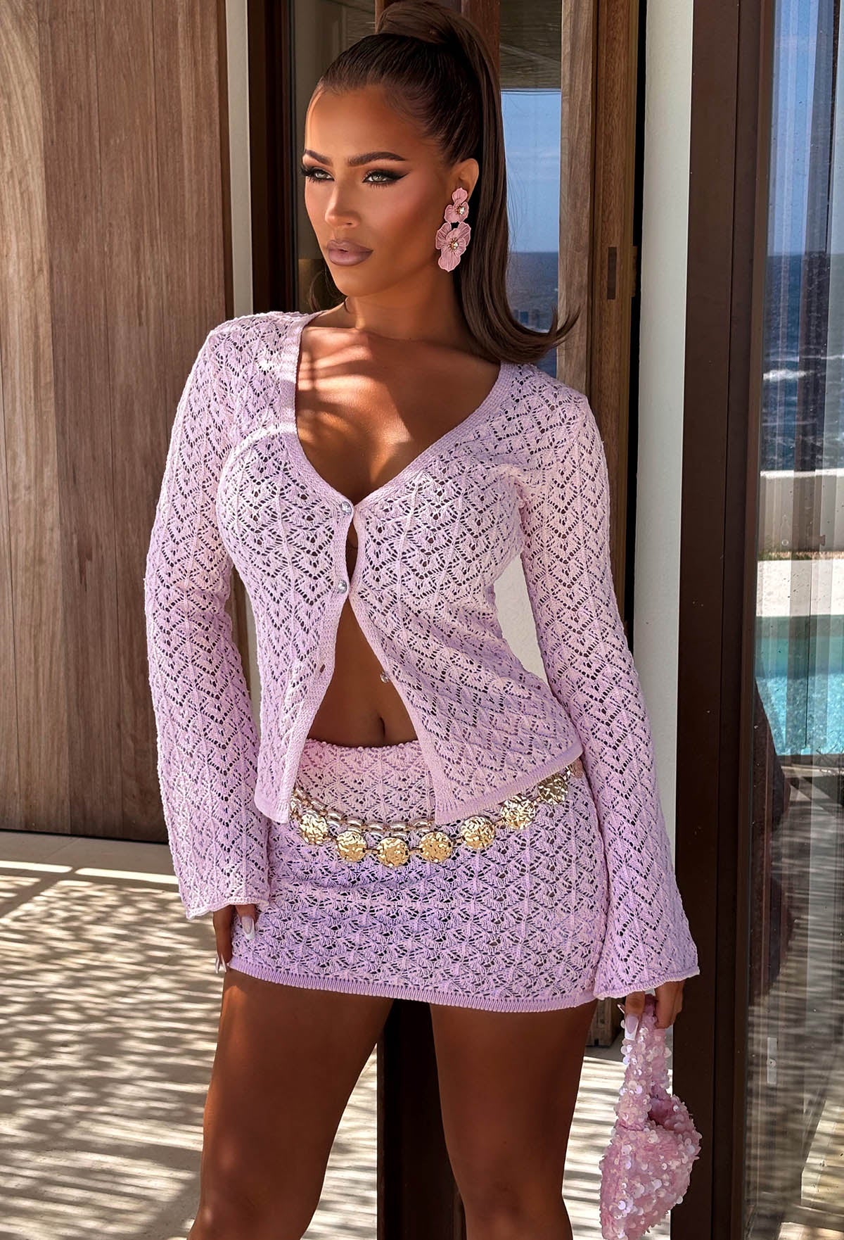 Exotic Glow Light Pink Crochet Top - Image 2