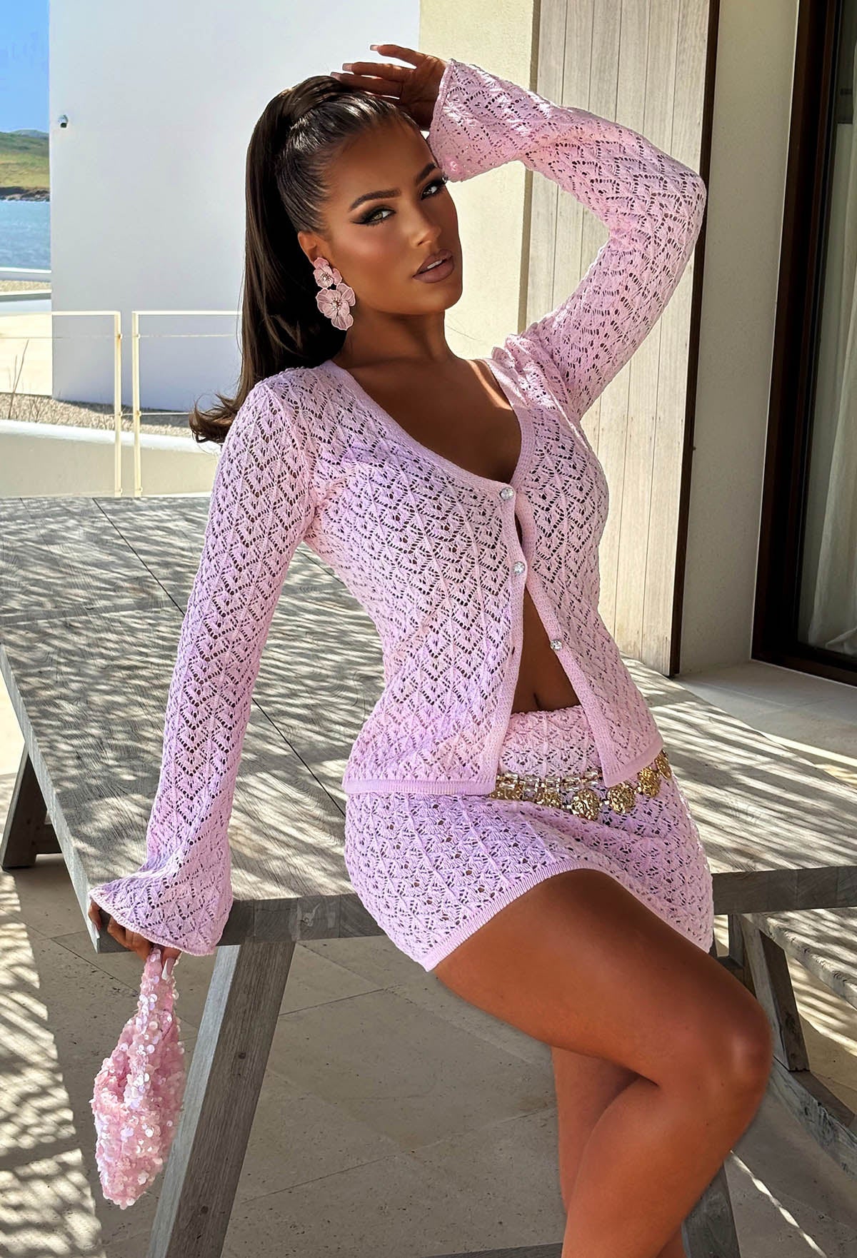 Exotic Glow Light Pink Crochet Skirt - Image 3