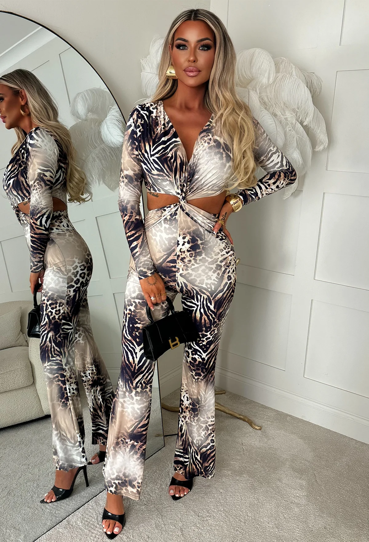Feline Noir Multi Animal Print Jumpsuit - Image 4