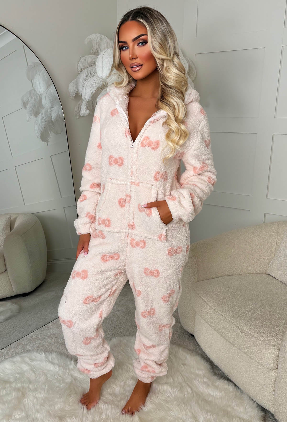 Fetch Dreams Pink Bow Print Onesie - Image 2