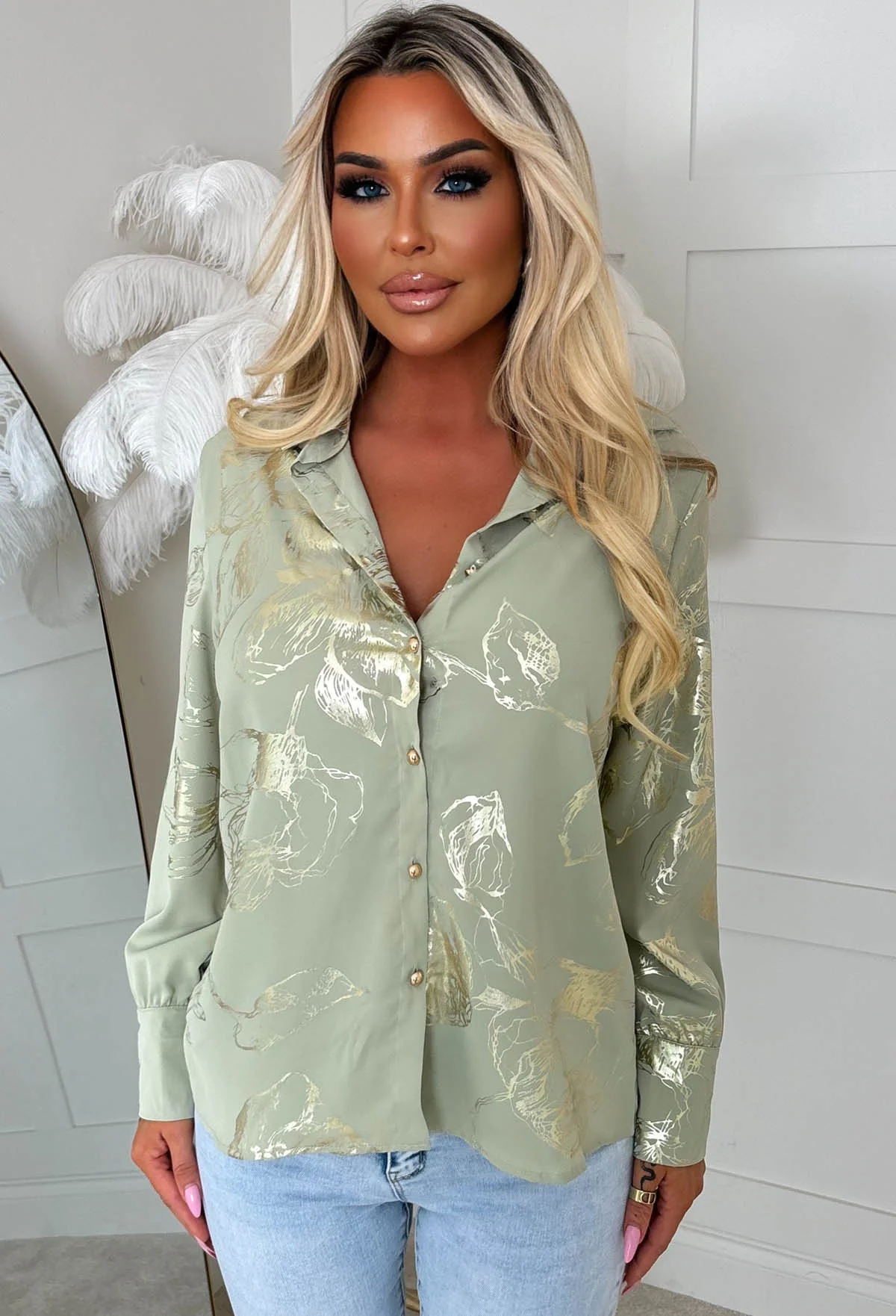 Floral Fantasia Green Floral Foil Shirt