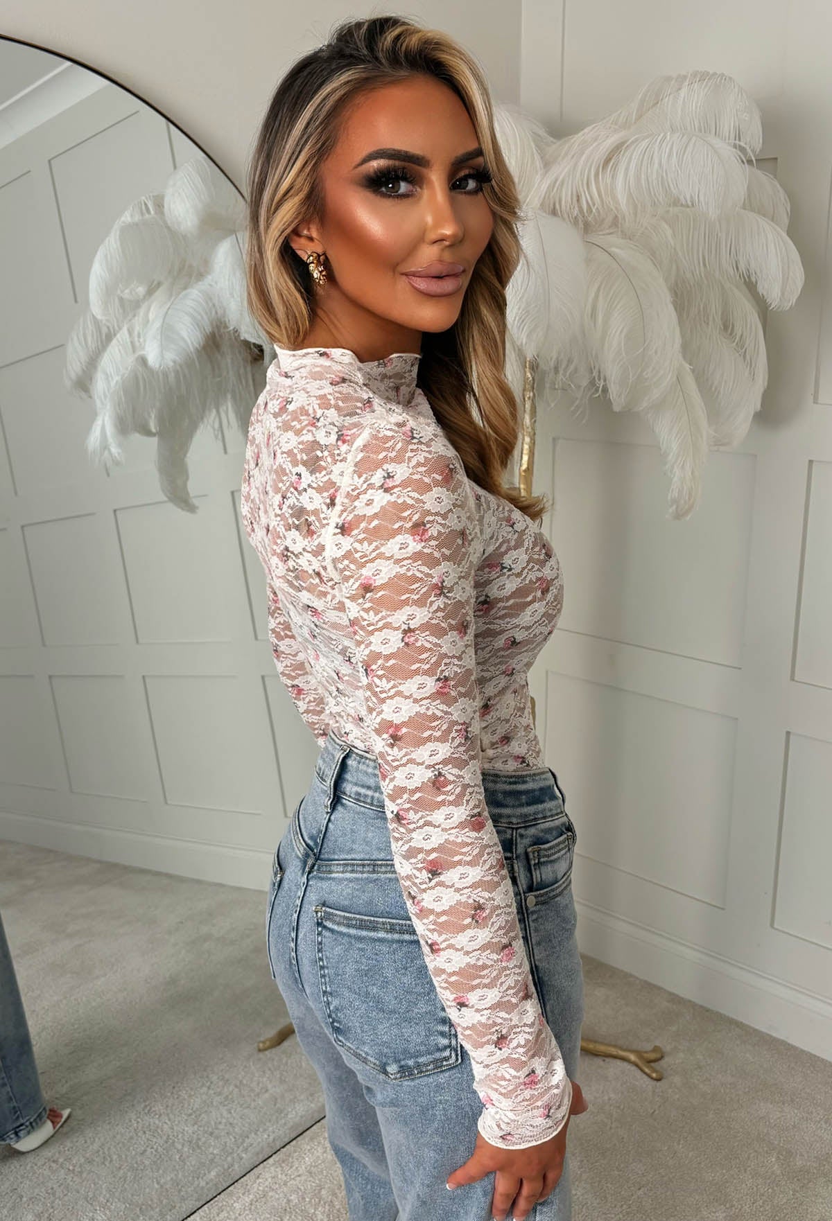 Floral Hush Pink Floral Lace Top - Image 4