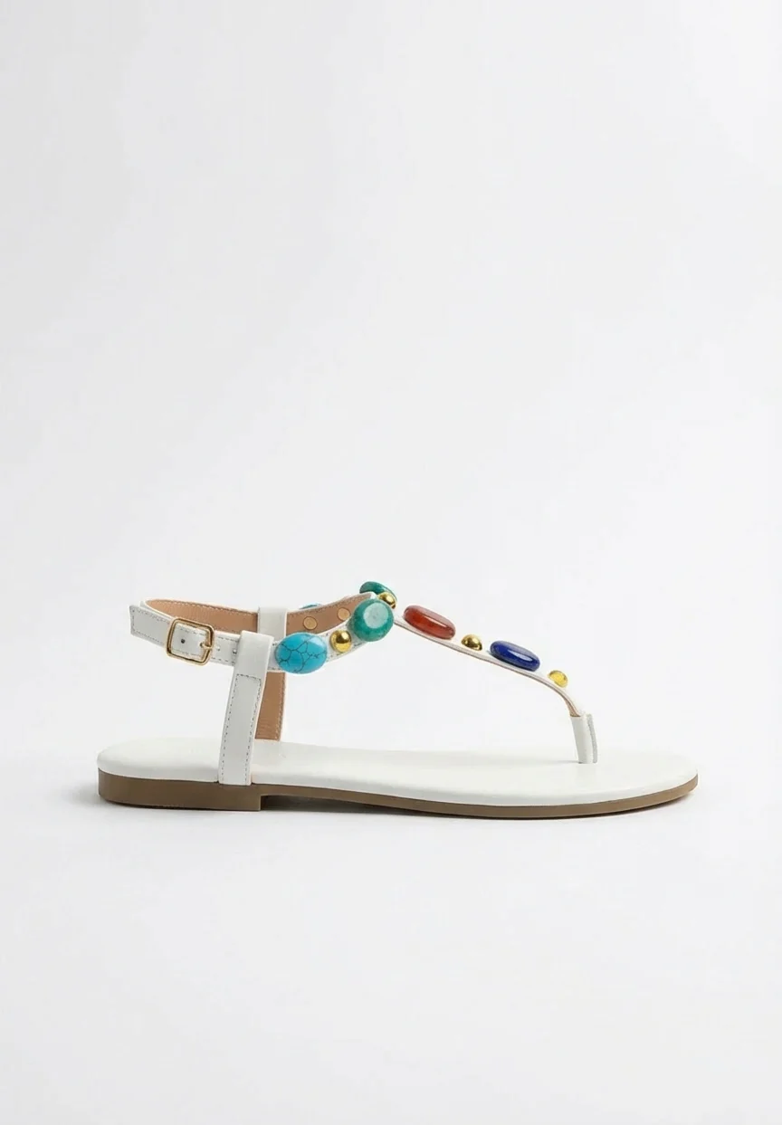 Gemstar Days White Embellished Sandals - Image 4