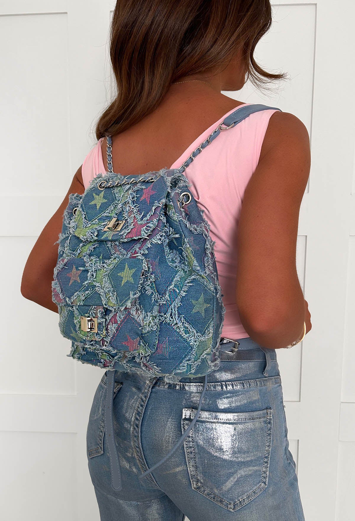 Glam Goals Multi Denim Backpack - Image 2