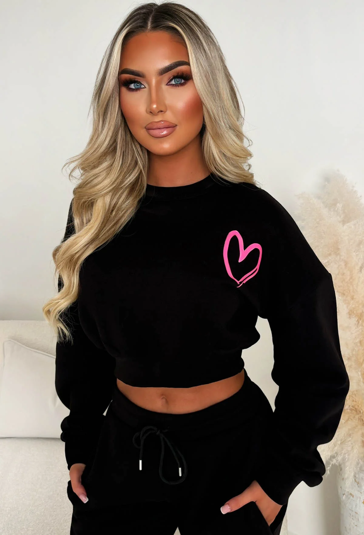 Heart Of Mine Black Graffiti Heart Sweatshirt & Jogger Co-Ord Set - Image 2