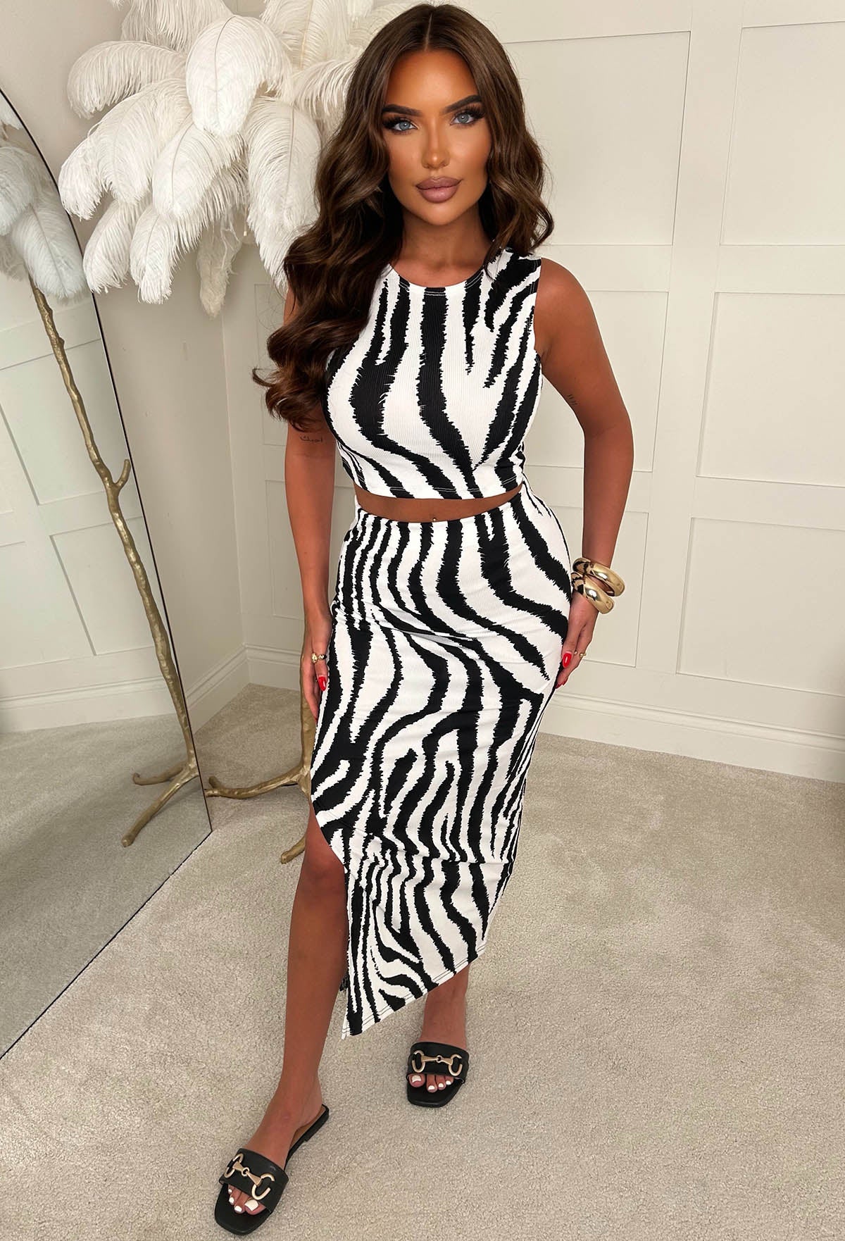 Honey Please Black Zebra Print Ribbed Vest Top - Image 4