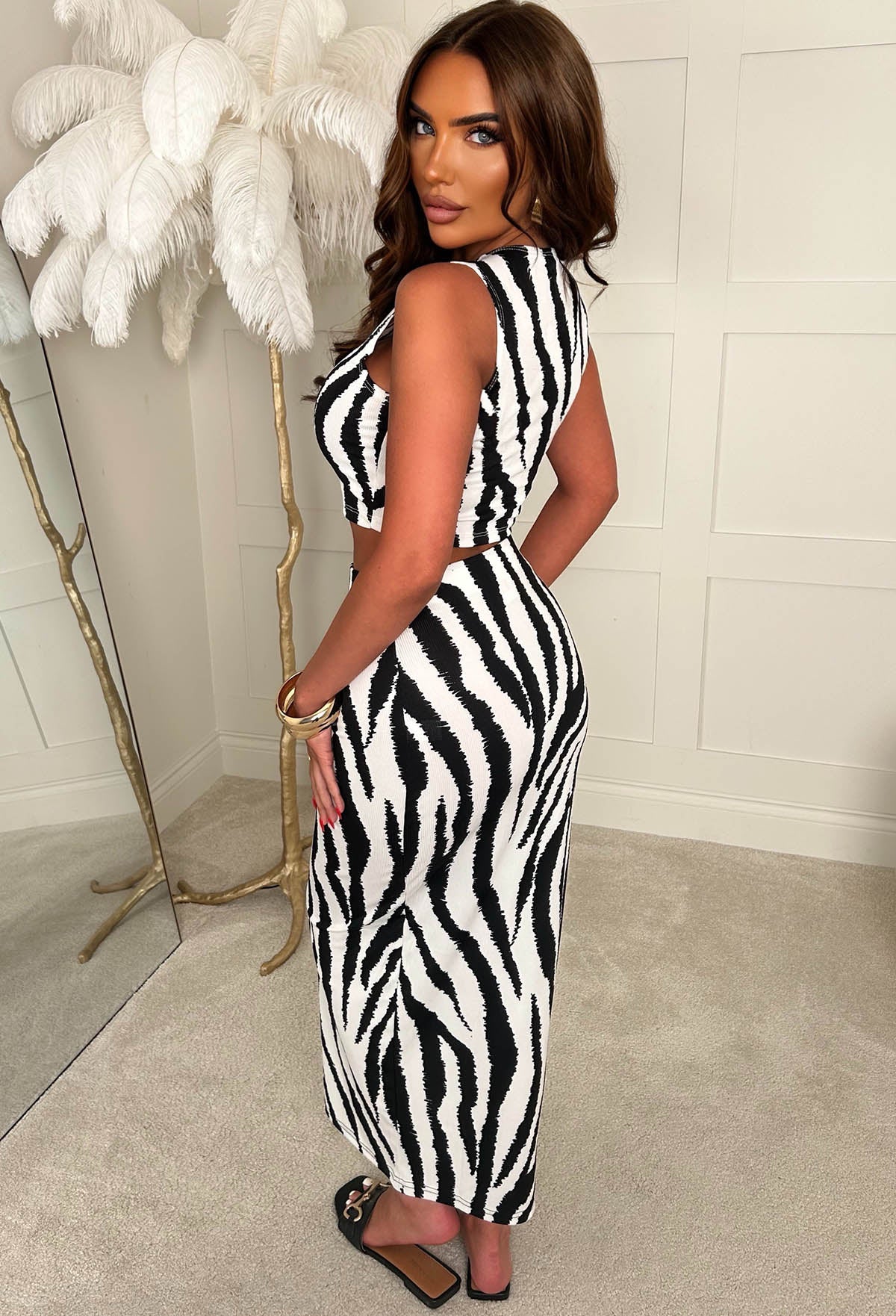 Honey Please Black Zebra Print Ribbed Vest Top - Image 5