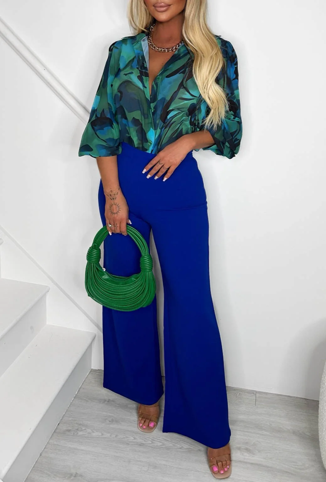 I See Fire Cobalt High Waisted Wide Leg Trousers - Image 3