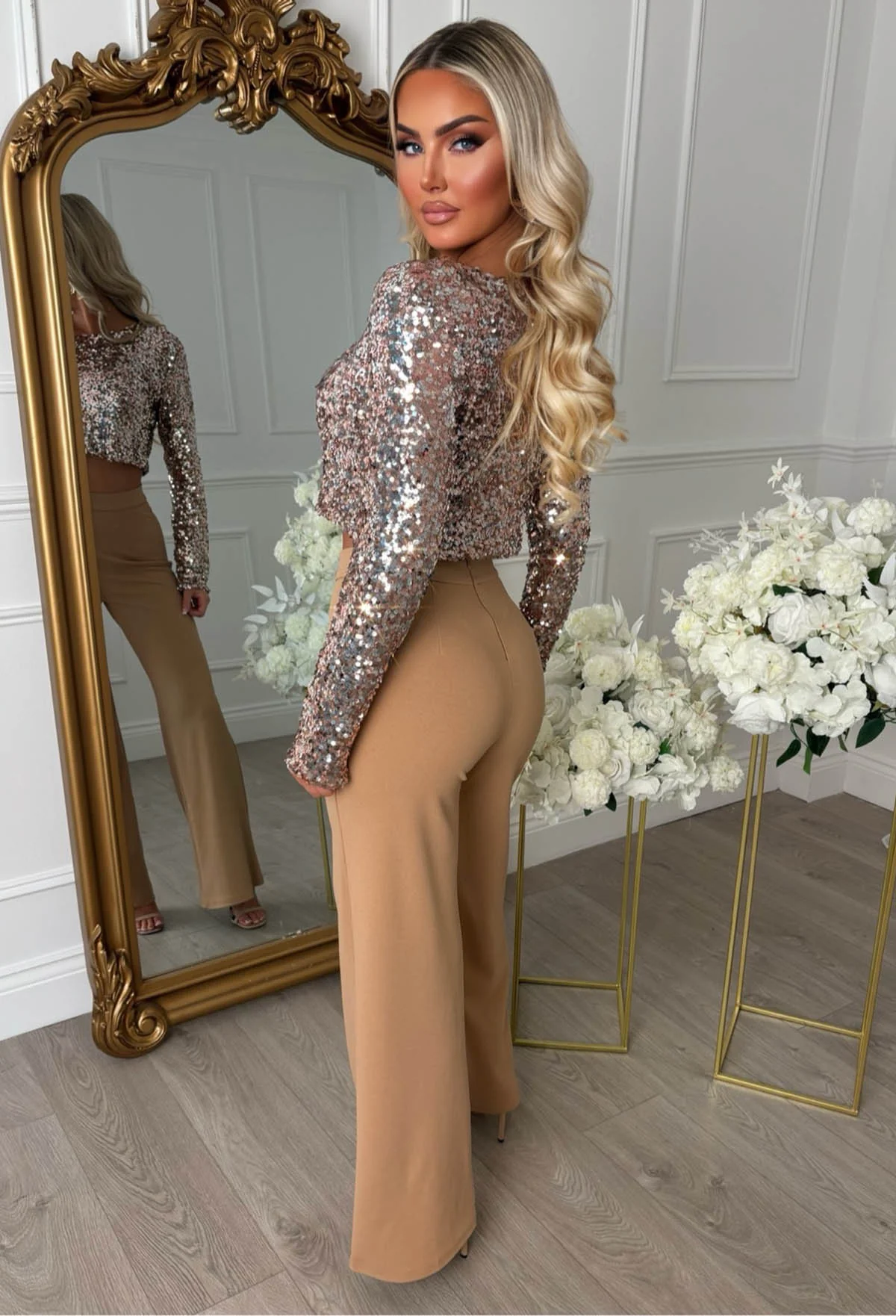 I See Fire Nude High Waisted Wide Leg Trousers - Image 2