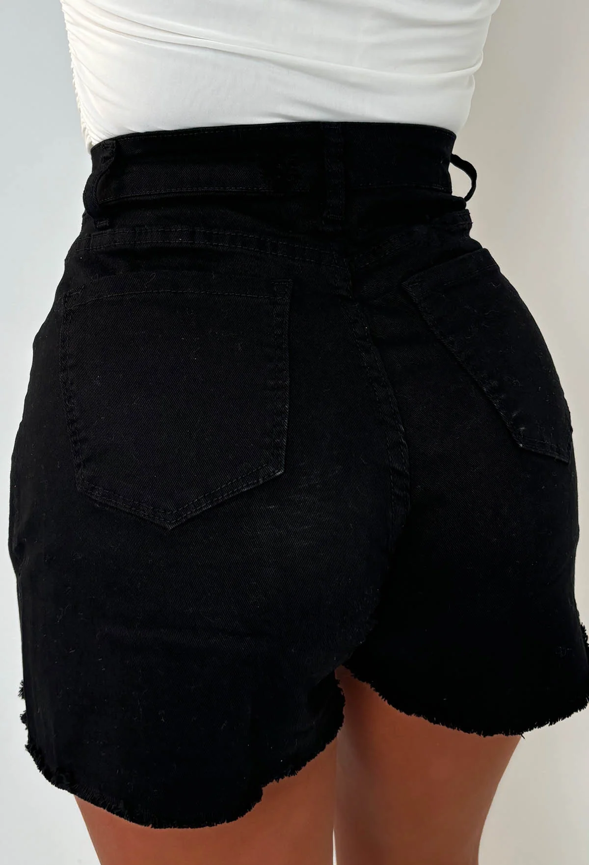 I'm That Girl Black Denim Button Front Stretch Skort - Image 5