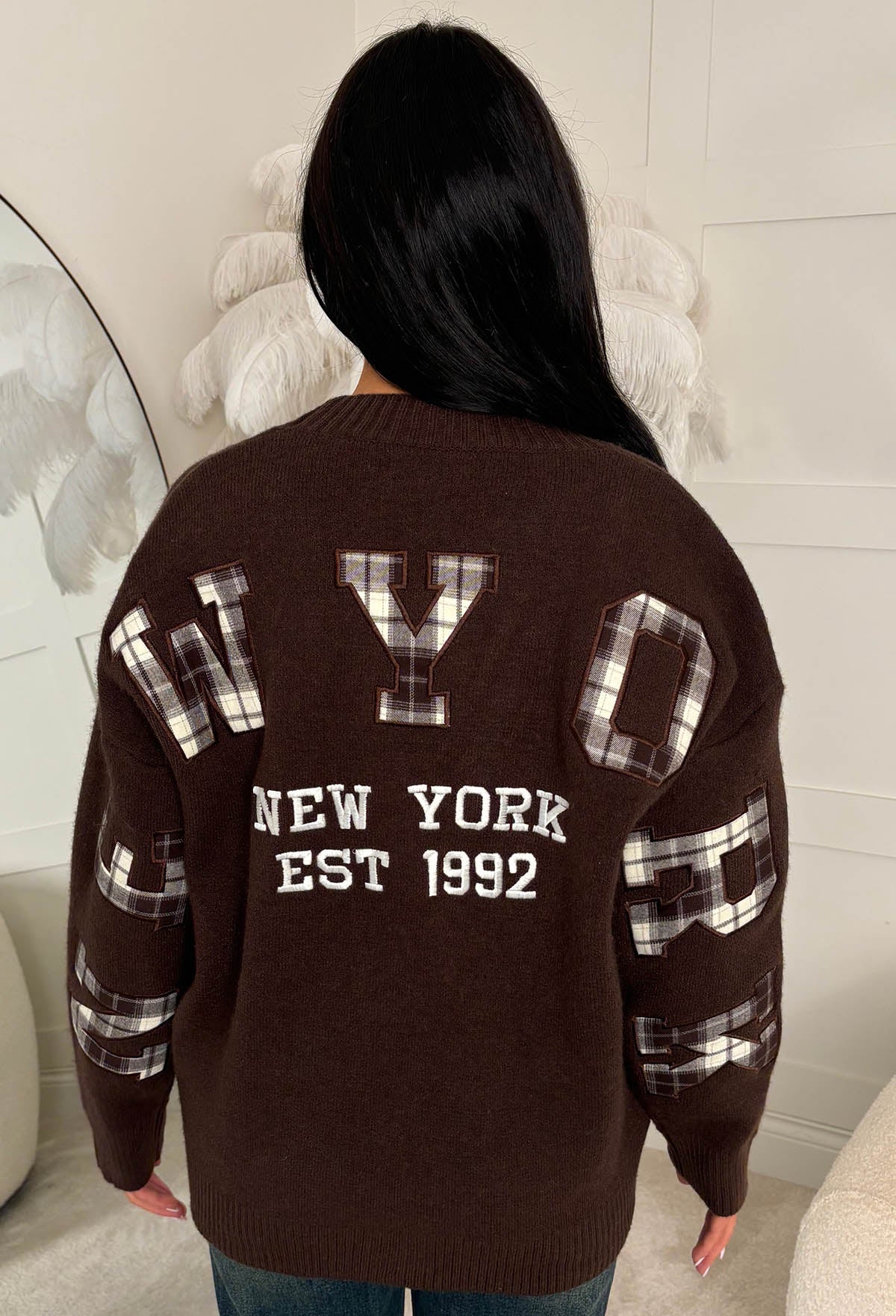In My City Brown Slogan Cardigan - Image 4