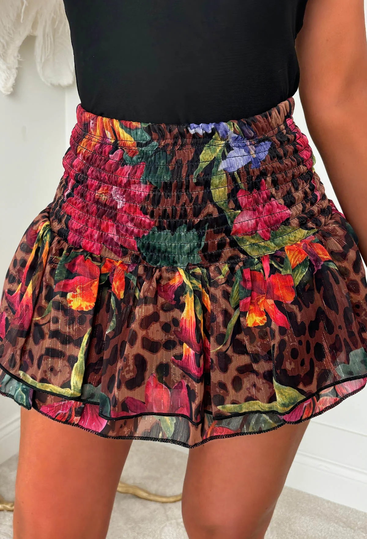 In Sync Multi Floral Animal Ruffle Skirt - Image 4