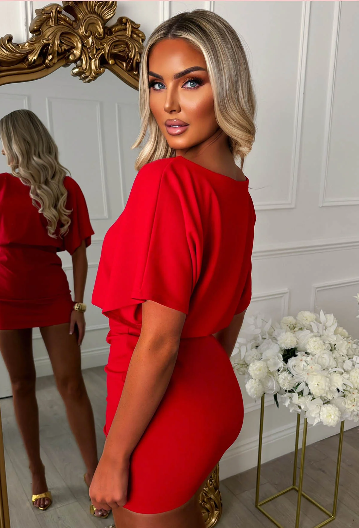 Irreplaceable Red Short Sleeve Fitted T-shirt Mini Dress - Image 2