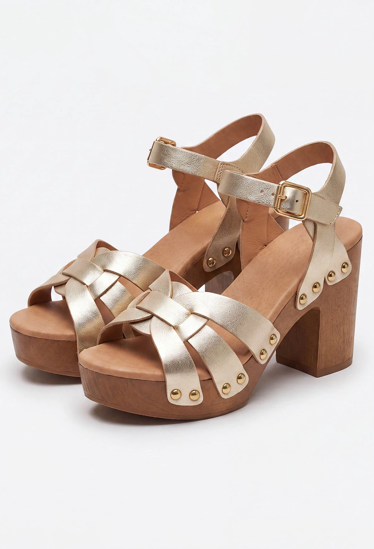Island Retreat Gold Chunky Heels - Image 3