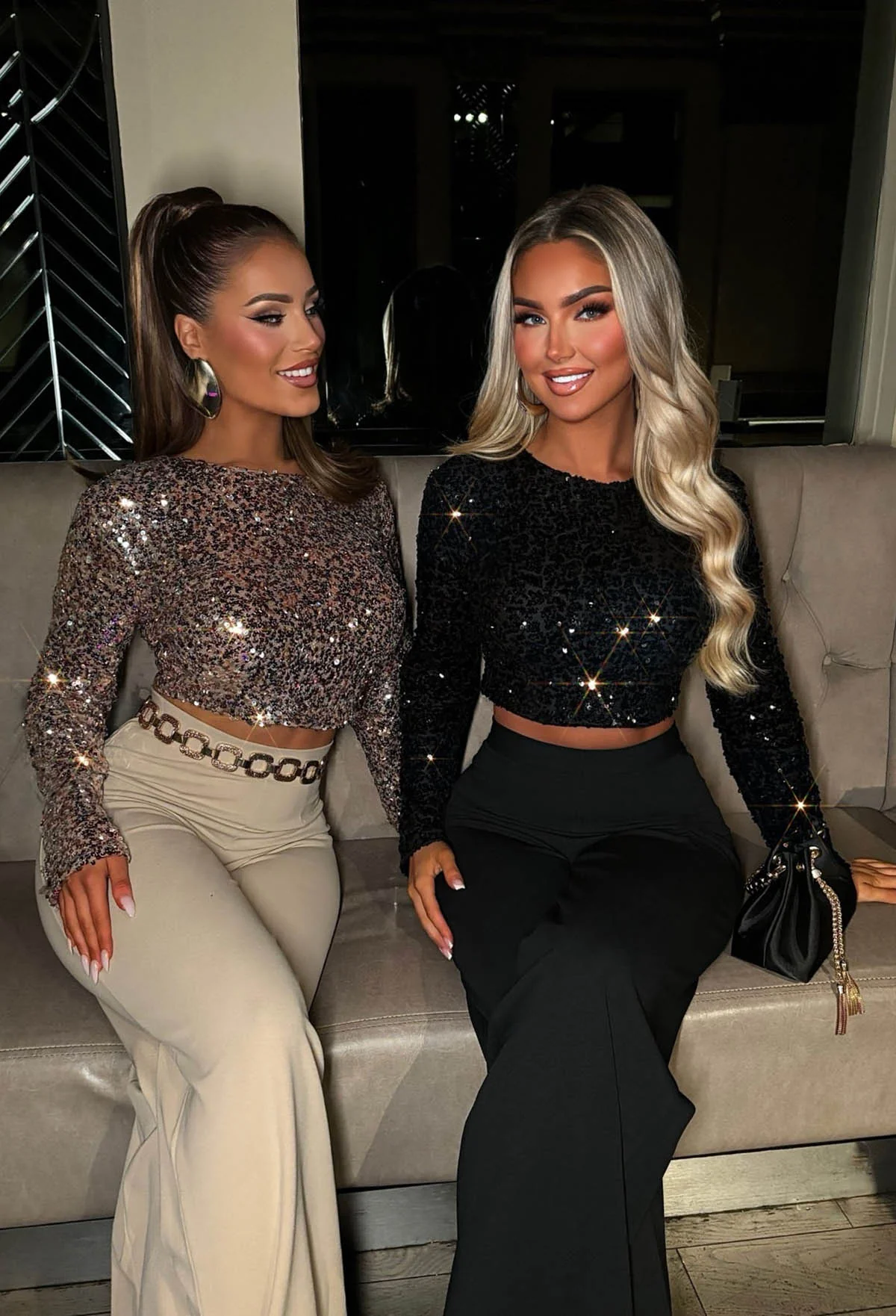 It Girl Era Black Sequin Crop Top - Image 4