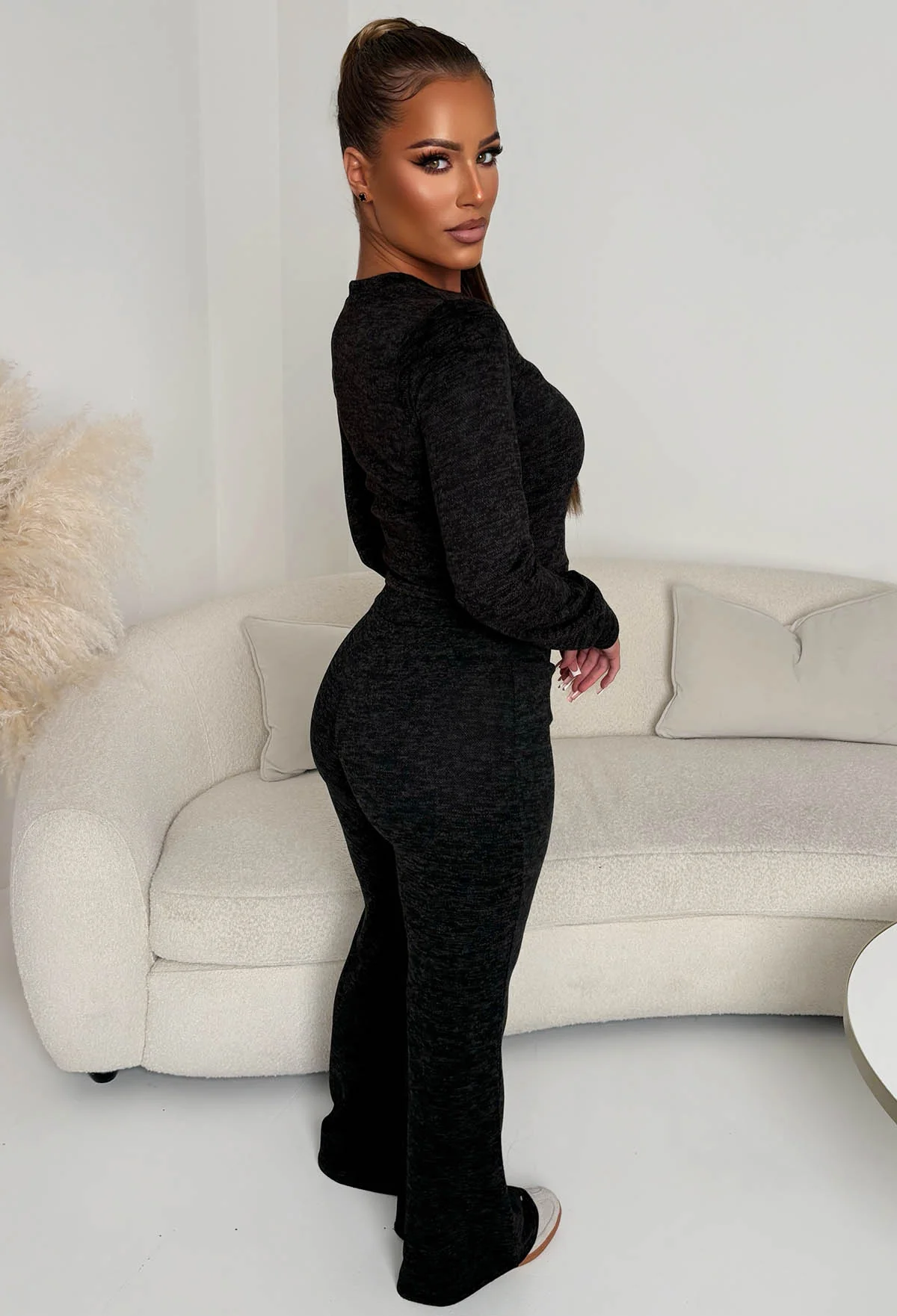 Knot So Serious Charcoal Side Tie Loungewear Co-Ord Set - Image 2